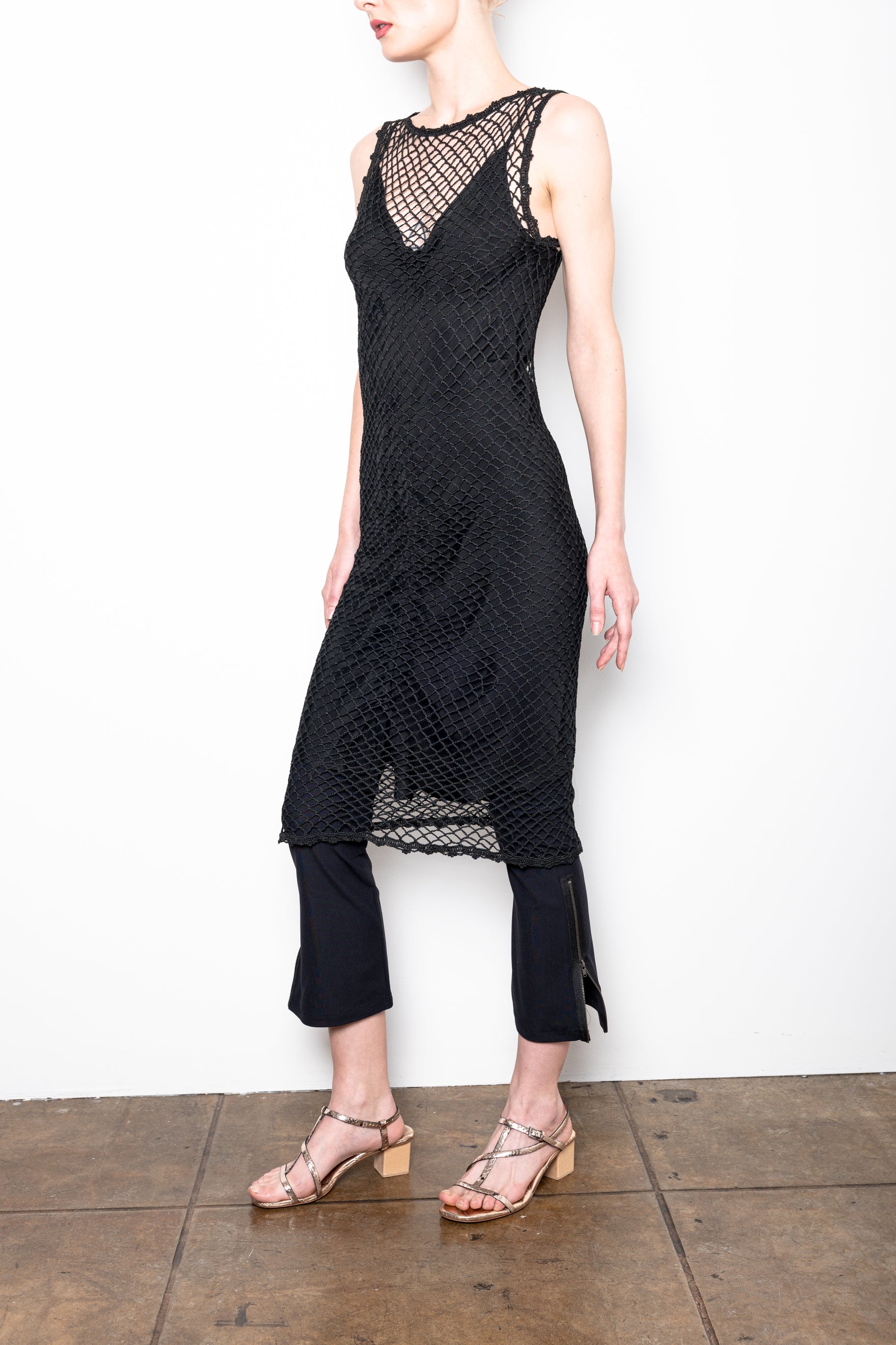 Hand Crochet Crew Neck Sleeveless Tunic/Dress - VONI Sweater STYLEM
