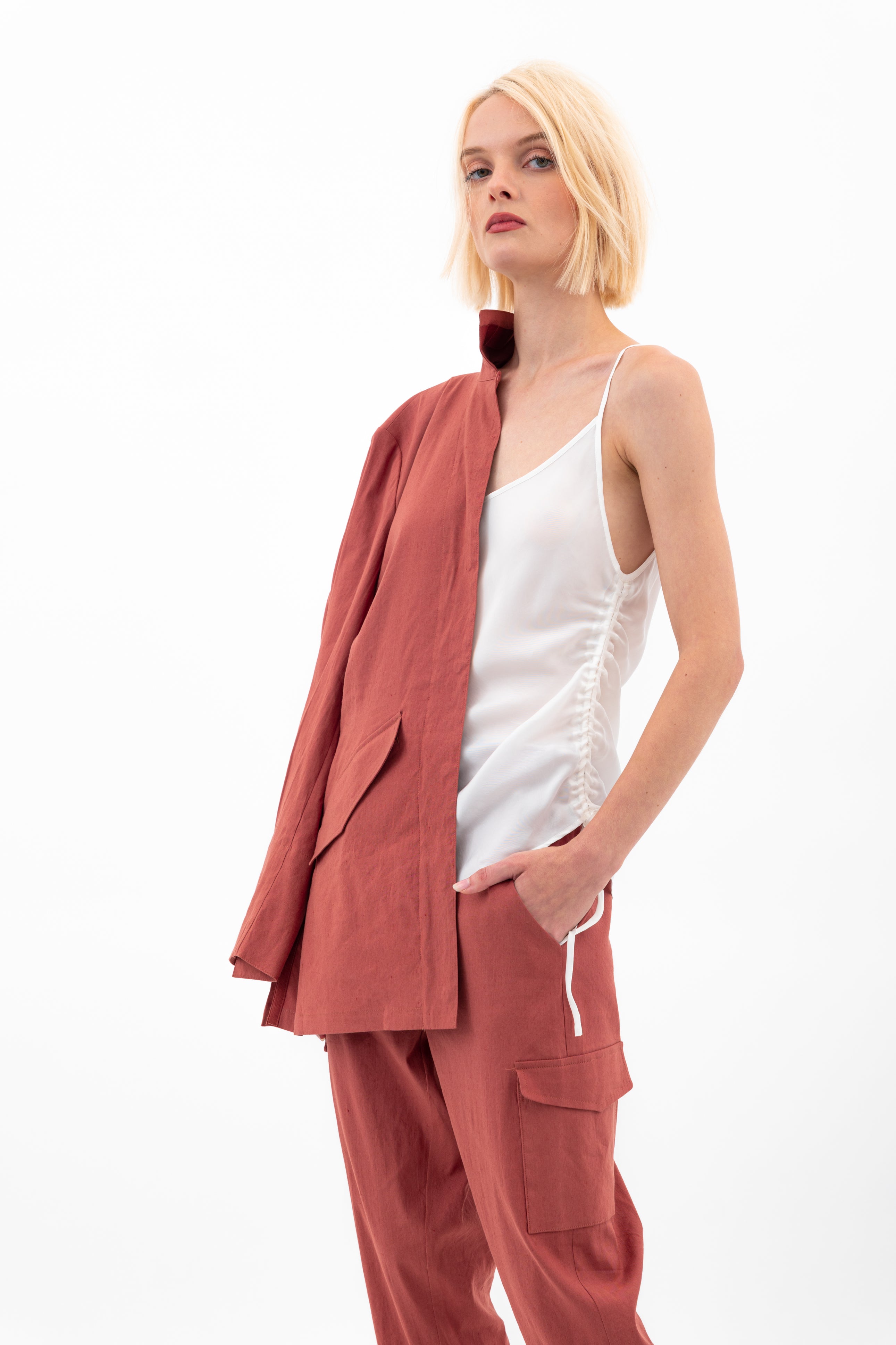 Silky Cupro Bias Camisole with Drawstrings - WYANETTA SP24 Top STYLEM