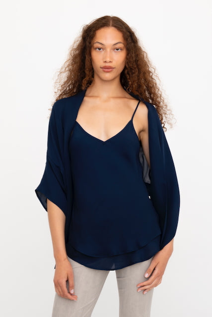 Silk Georgette Asymmetrical Shrug - BEATRIX Jacket GENERAL ORIENT