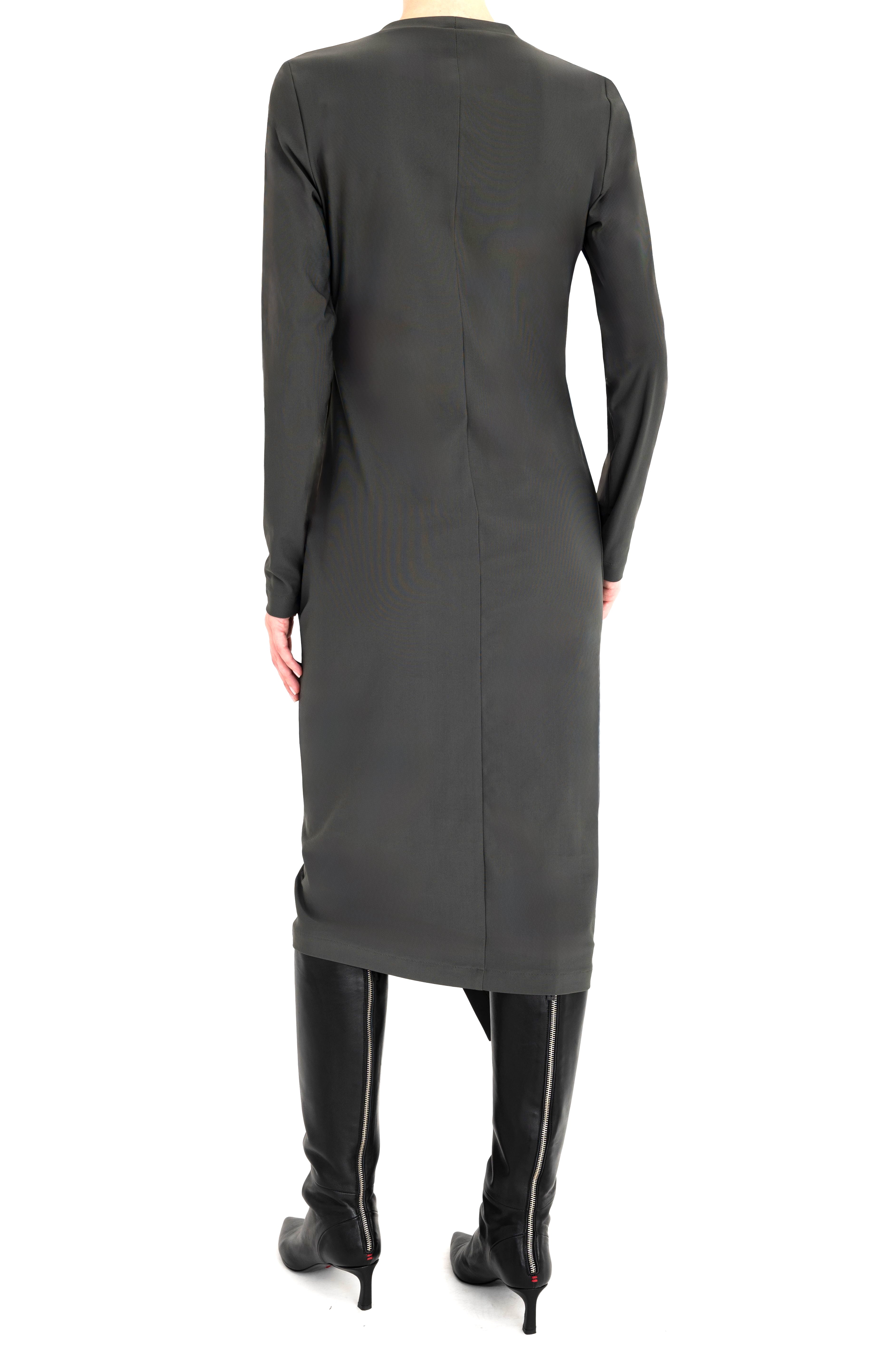 Soft Tech Long T-shirt Ruched Dress with Studs - CHERIN Dress General Orient