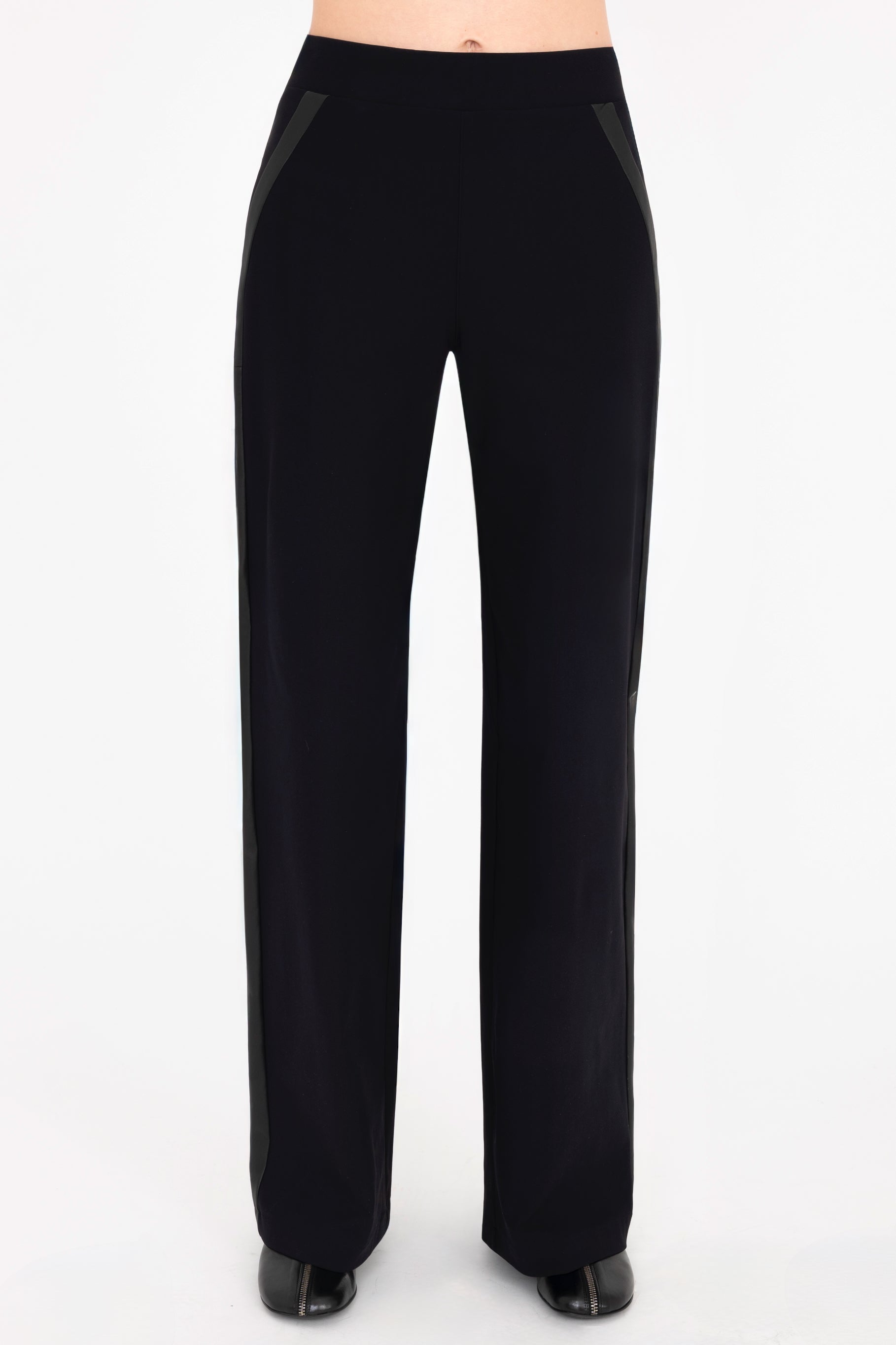 Tech Stretch Slouchy Pant with Vegan Leather Stripe - CLOVIS Pant STYLEM