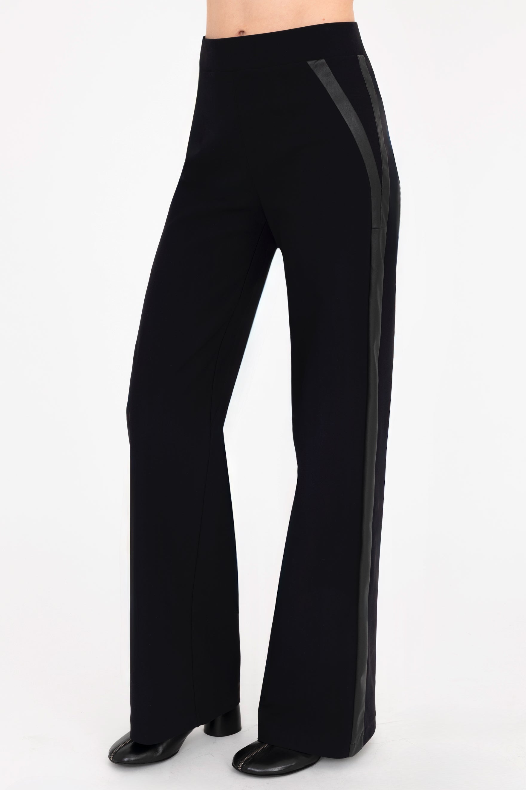 Tech Stretch Slouchy Pant with Vegan Leather Stripe - CLOVIS Pant STYLEM