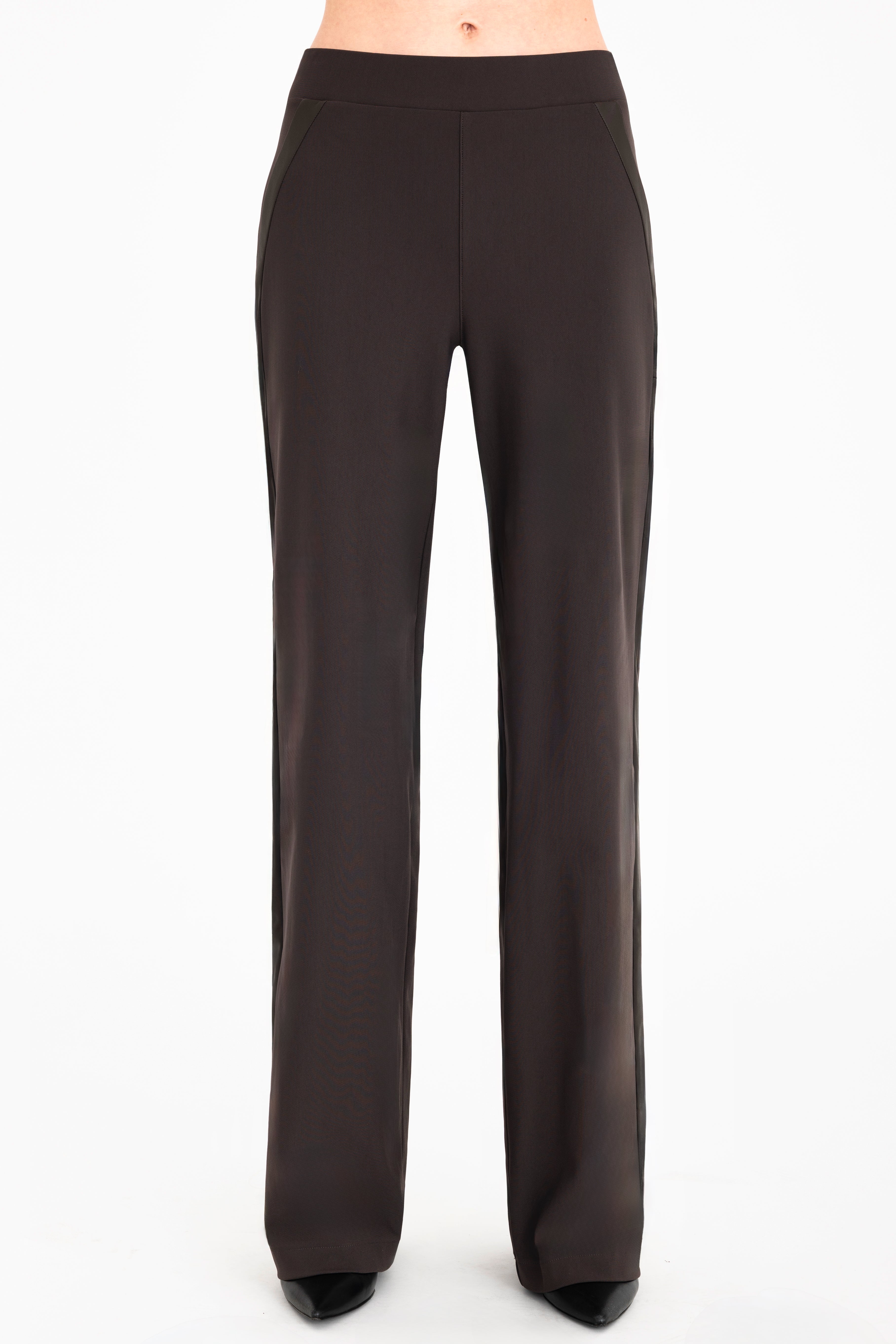 Tech Stretch Slouchy Pant with Vegan Leather Stripe - CLOVIS Pant STYLEM