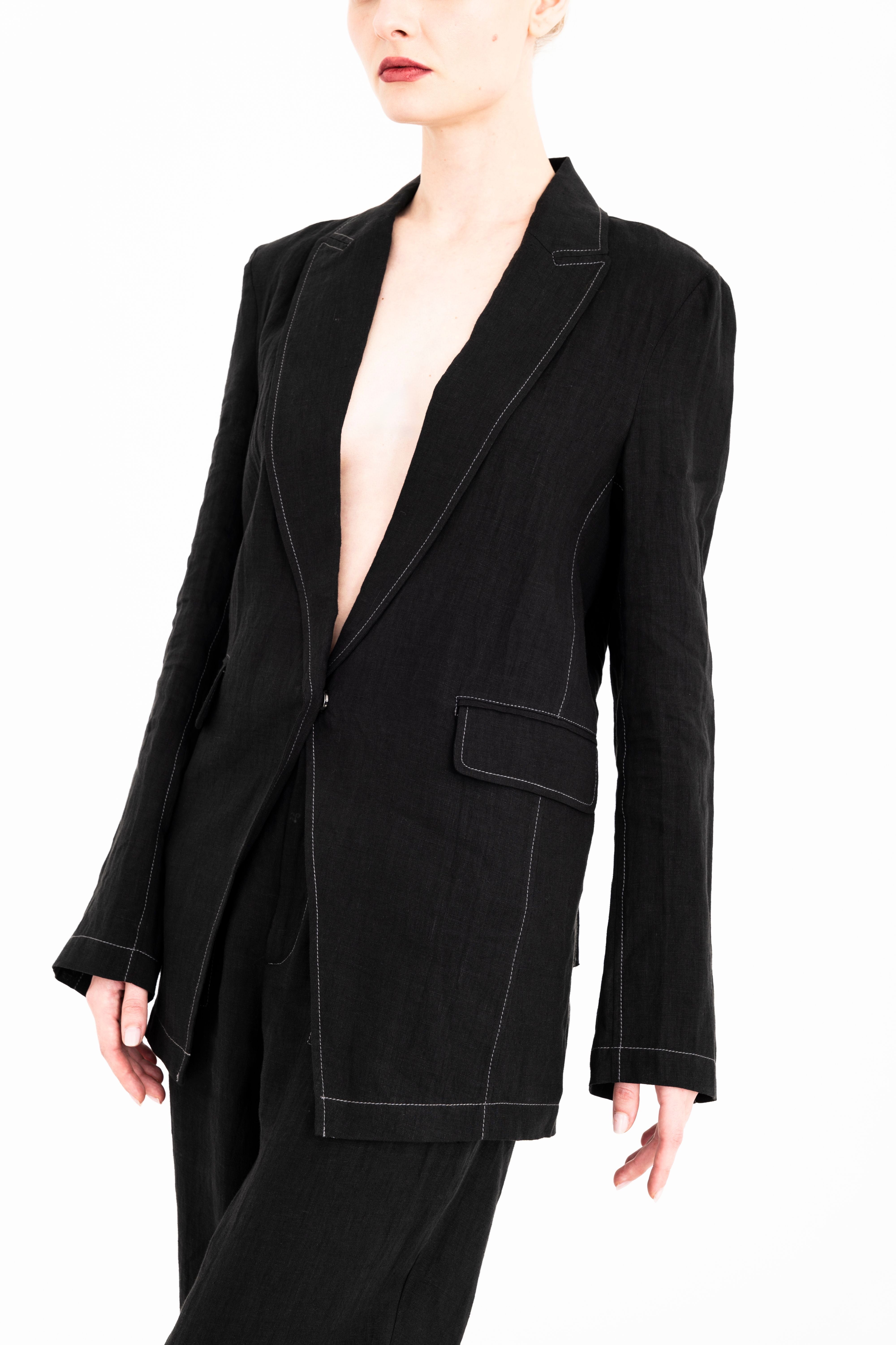 French Linen Blazer with Back Ruche - BEAU Jacket GENERAL ORIENT