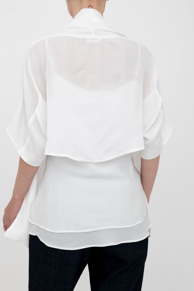 Silk Georgette Asymmetrical Shrug - BEATRIX Jacket GENERAL ORIENT