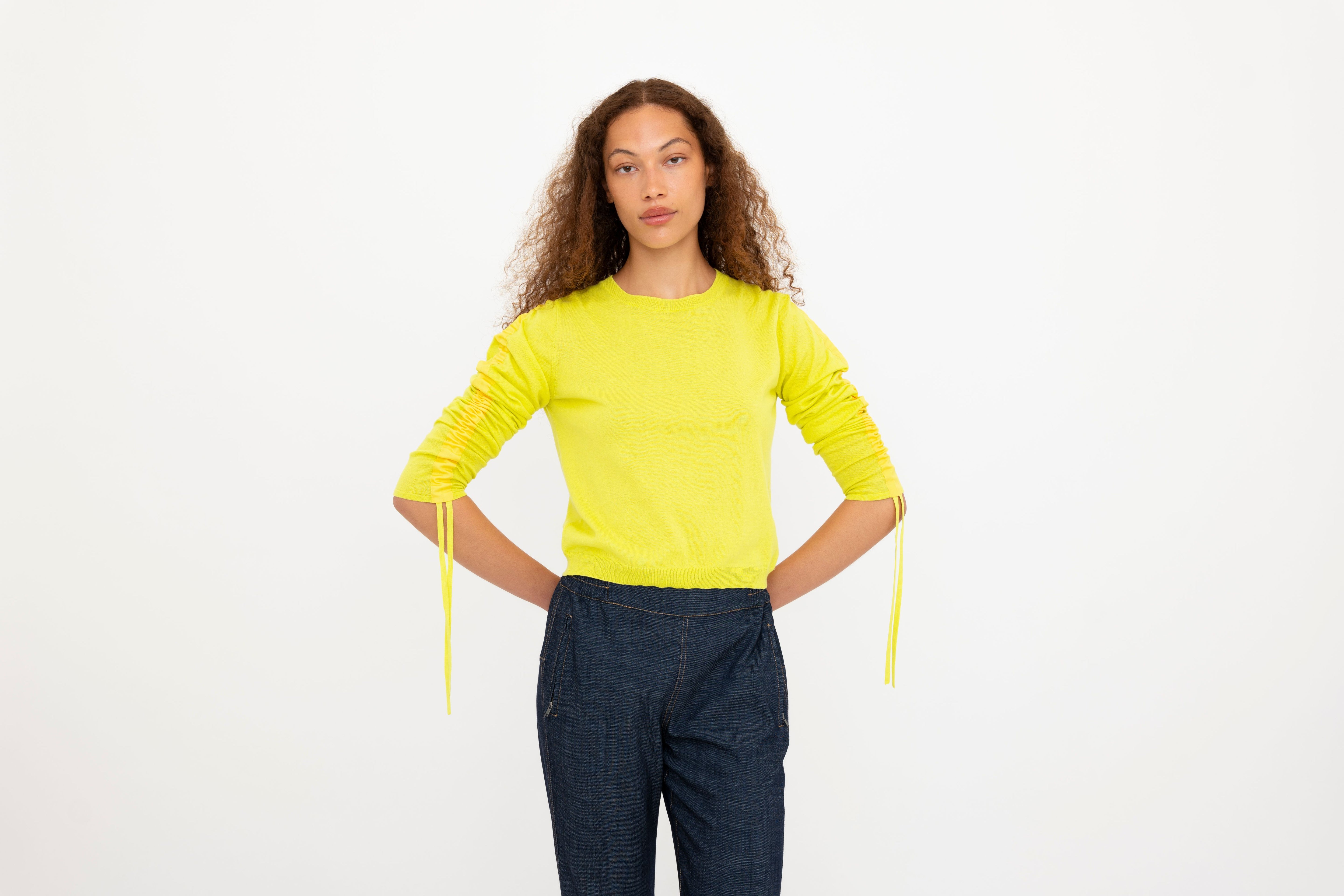 Organic Cotton Blend Crew Neck Knit Top - BRIAR Sweater YUE FENG