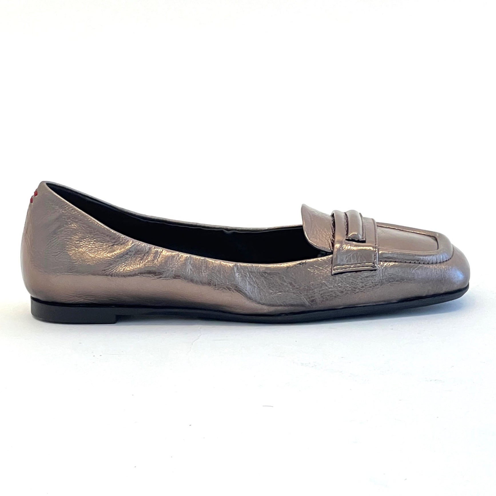 Square Toe Flat Loafer Shoes Halmanera Bronze 37