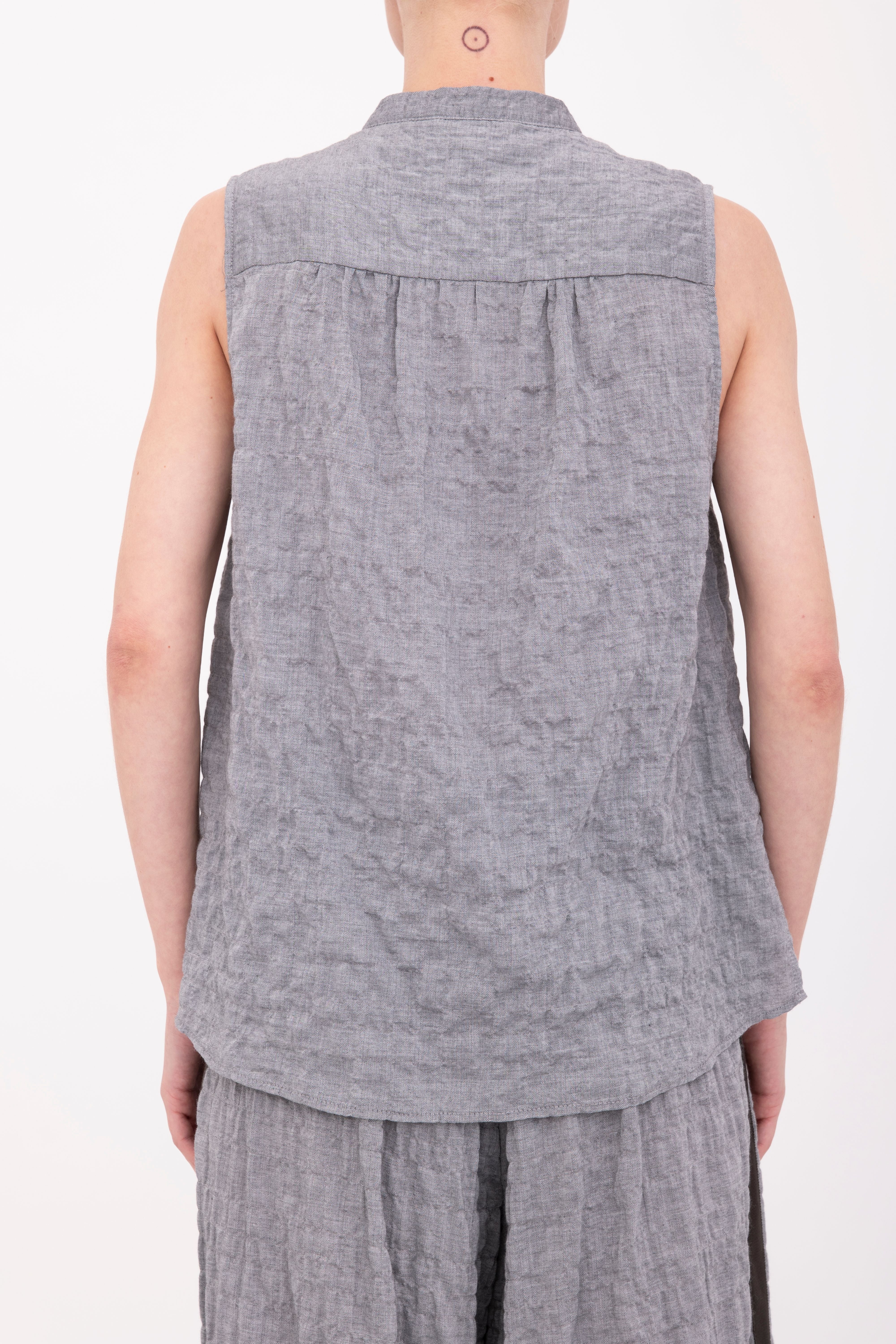 Textured Cotton Button Up Shell Top - BEGONIA Top GENERAL ORIENT