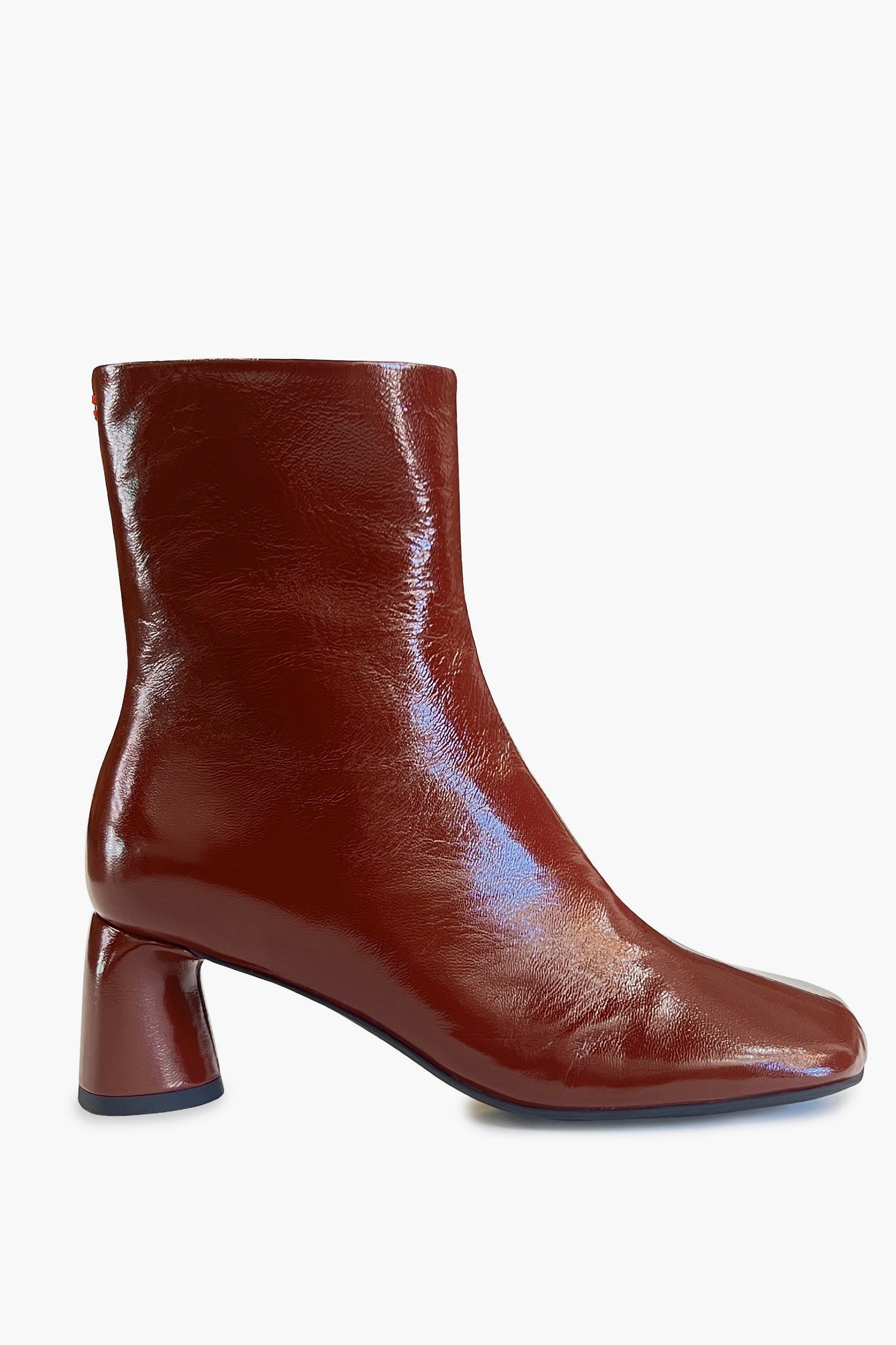 Burgundy Ankle Mid Heel Boots