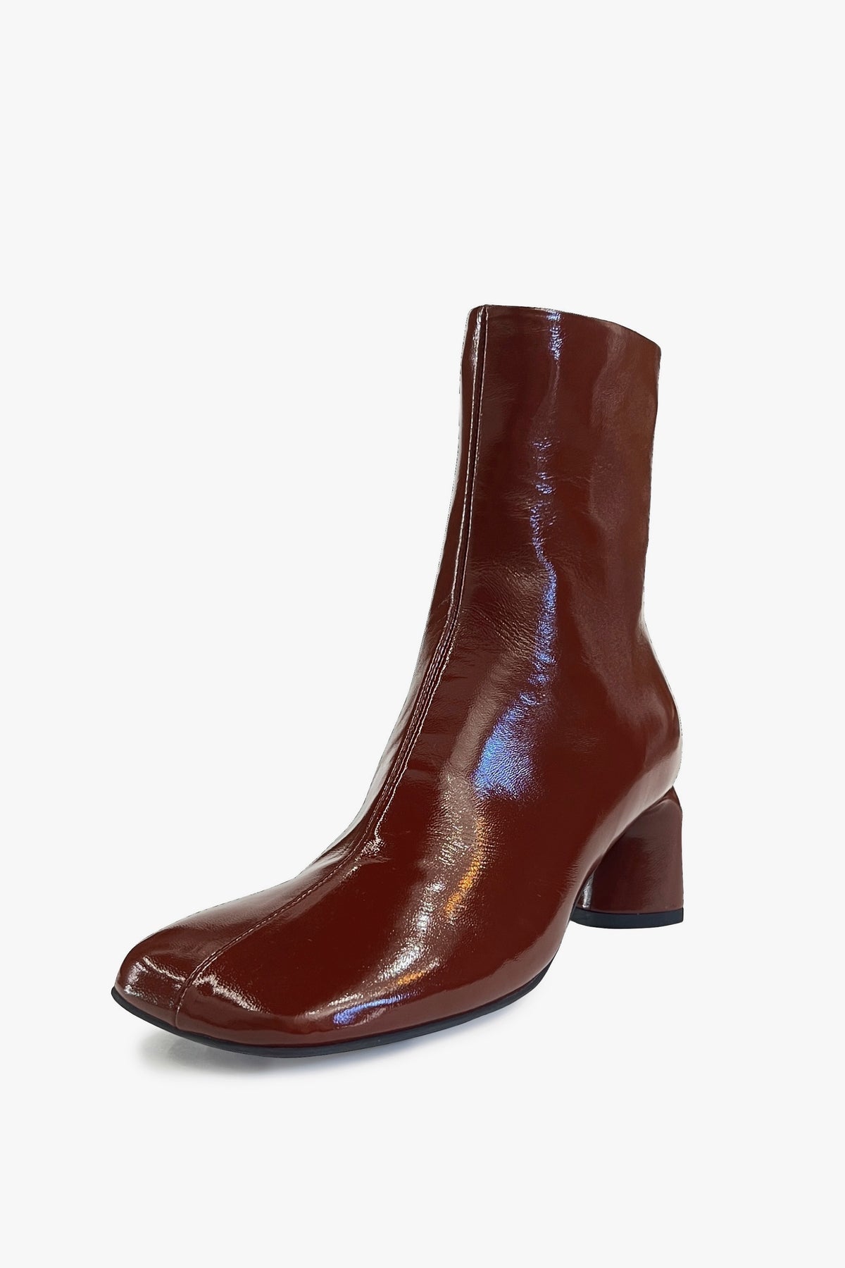 Burgundy Ankle Mid Heel Boots