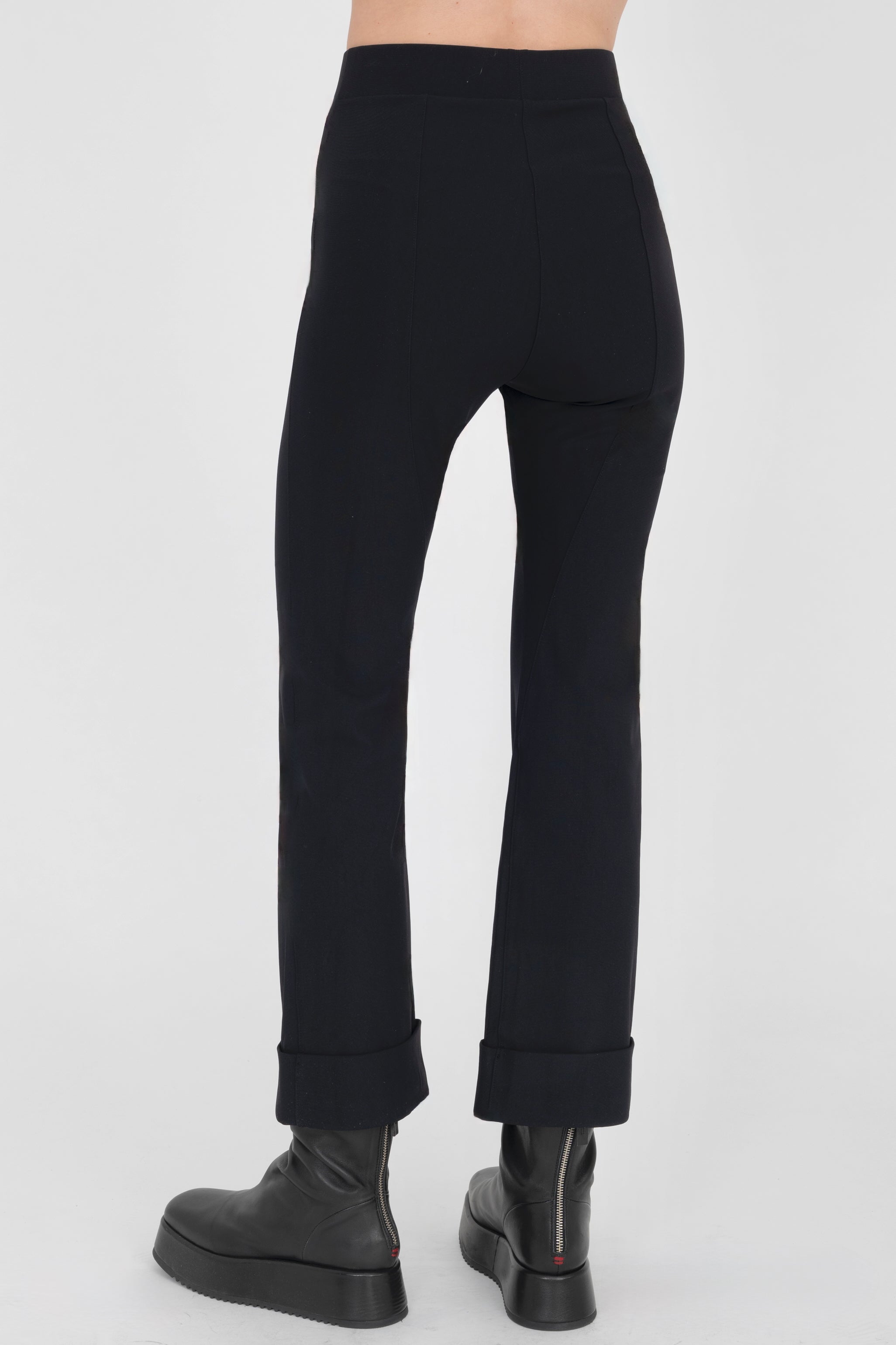 Black Tech Stretch Cropped Cuffed Pant