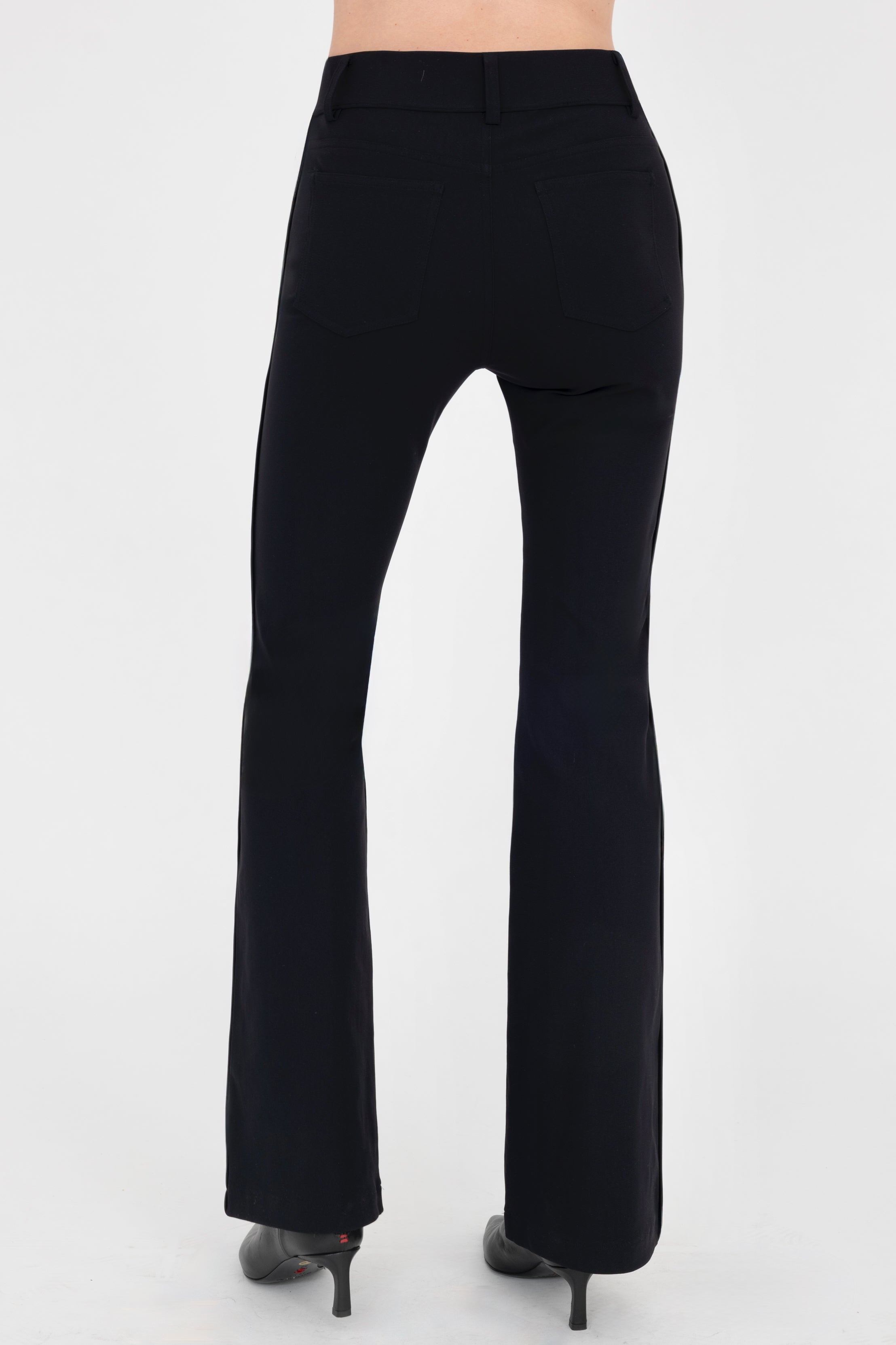 Black Tech Stretch Flare Jean Pant