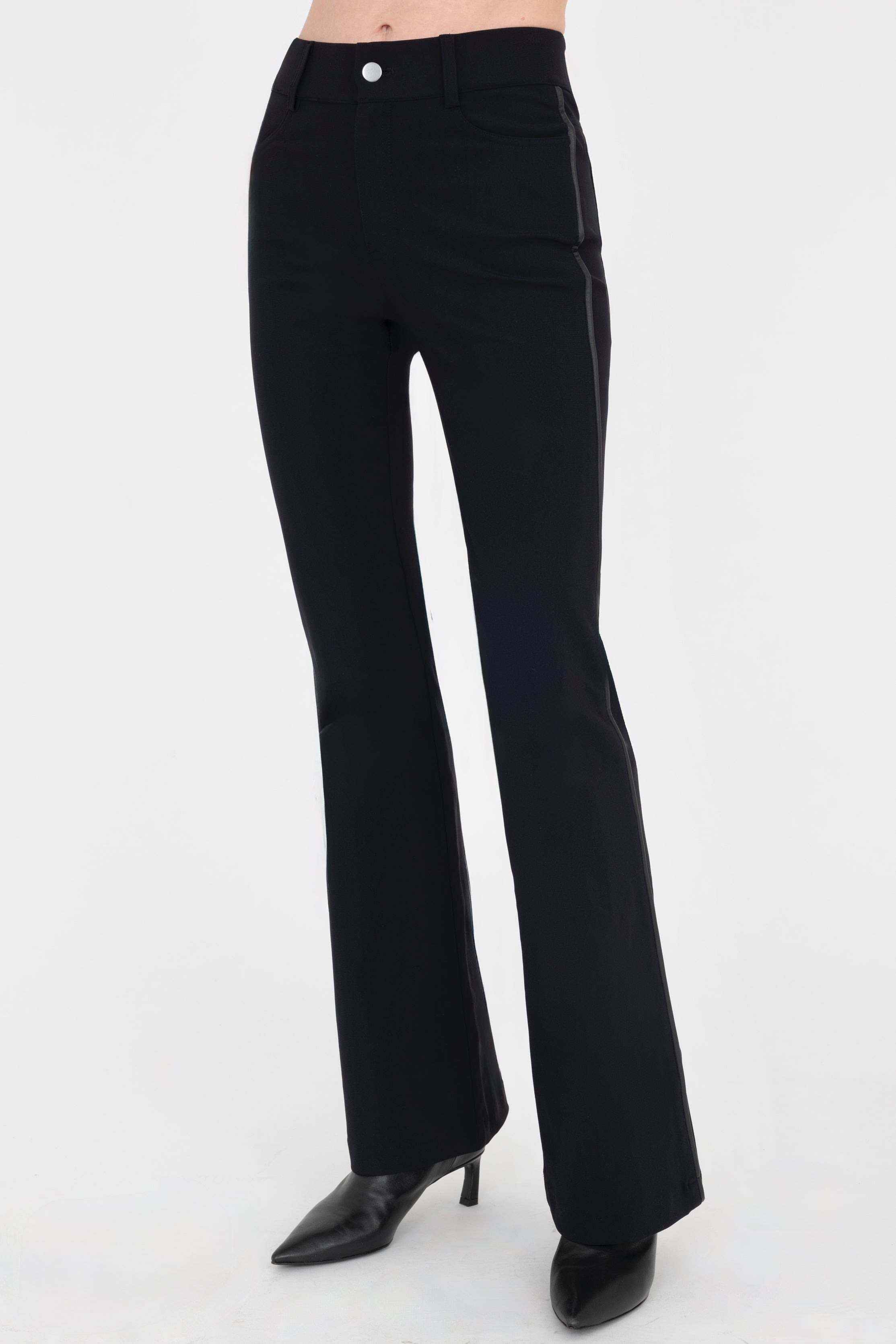 Black Tech Stretch Flare Jean Pant