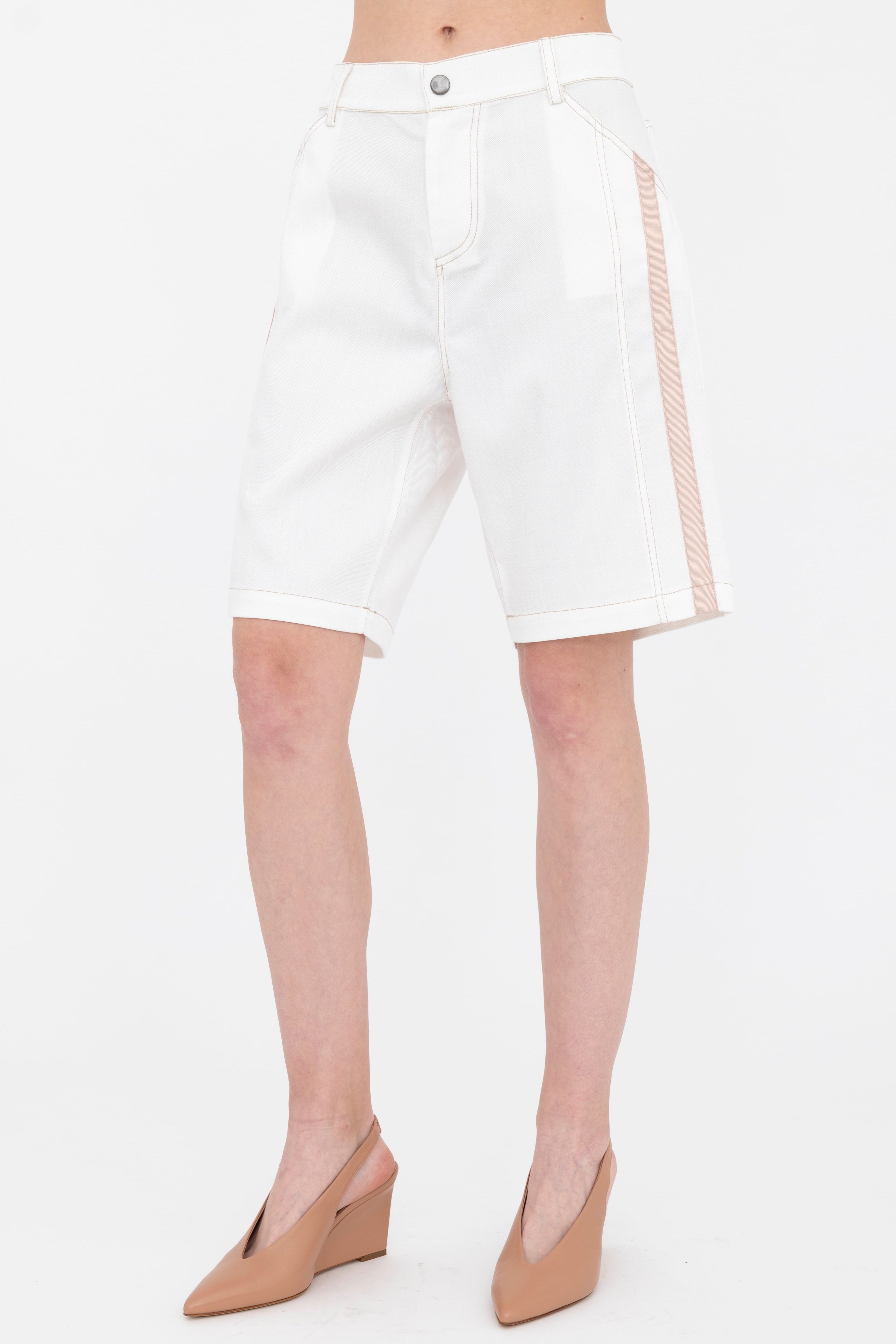 Eco Slub Denim Bermuda Short - BENNETT Pant GENERAL ORIENT White P