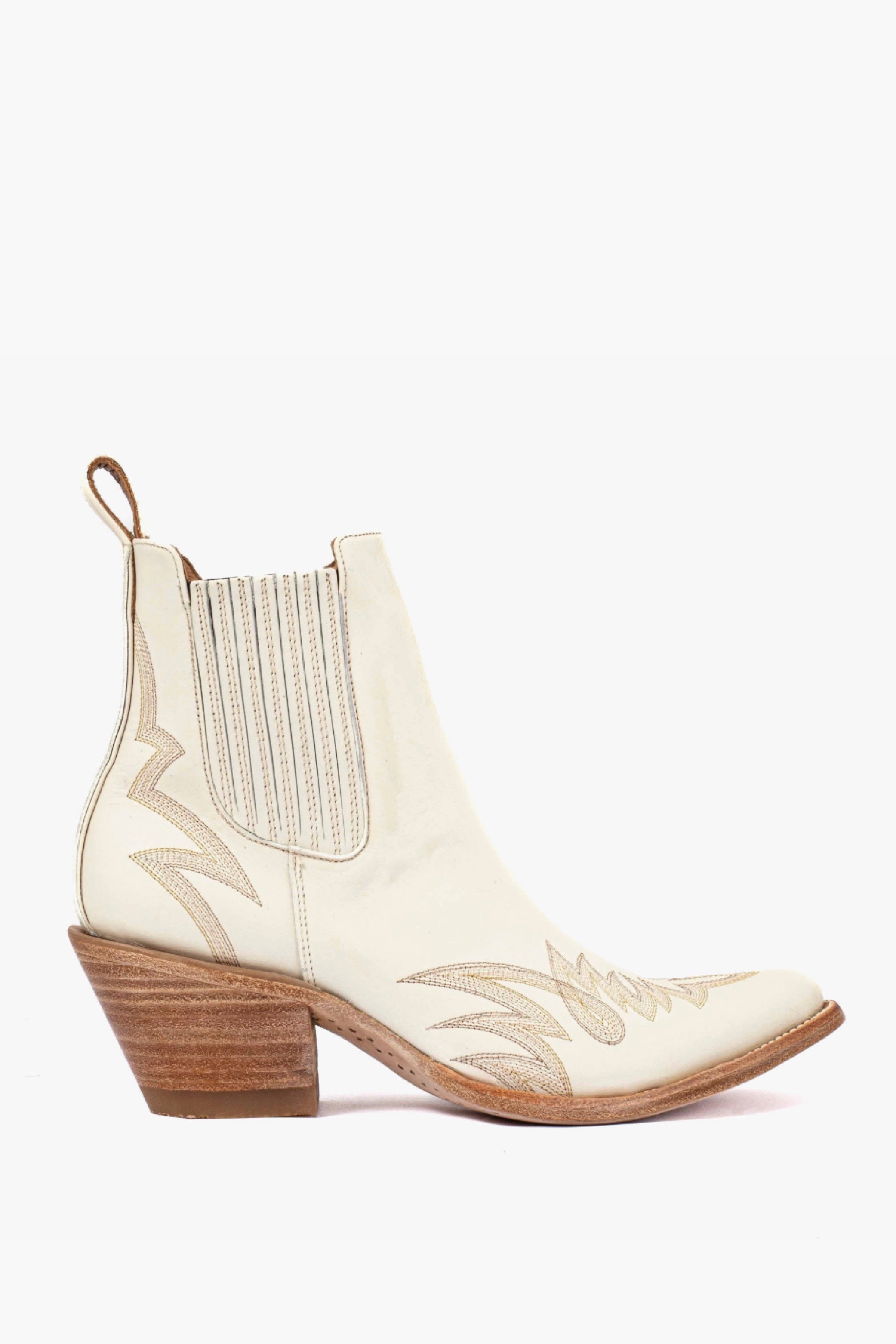 White Cowboy Pointed Toe Ankle Boots