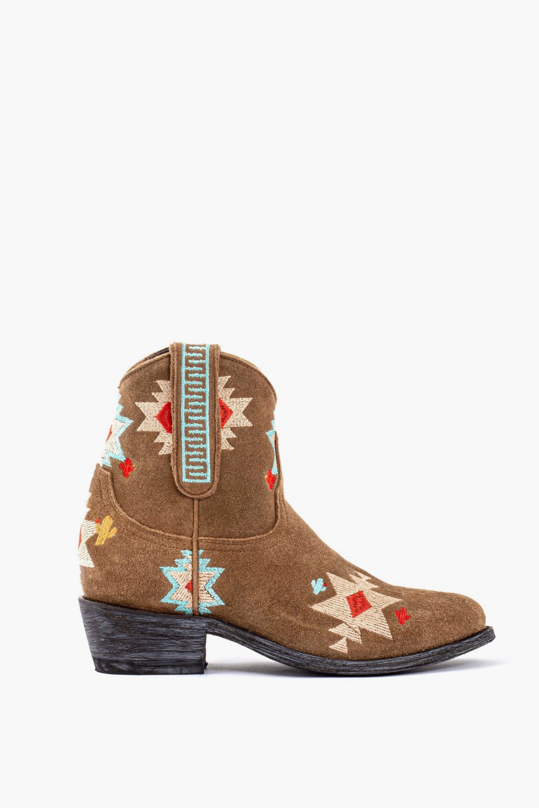 Brown Cowboy Round Toe Ankle Boots - Navajo