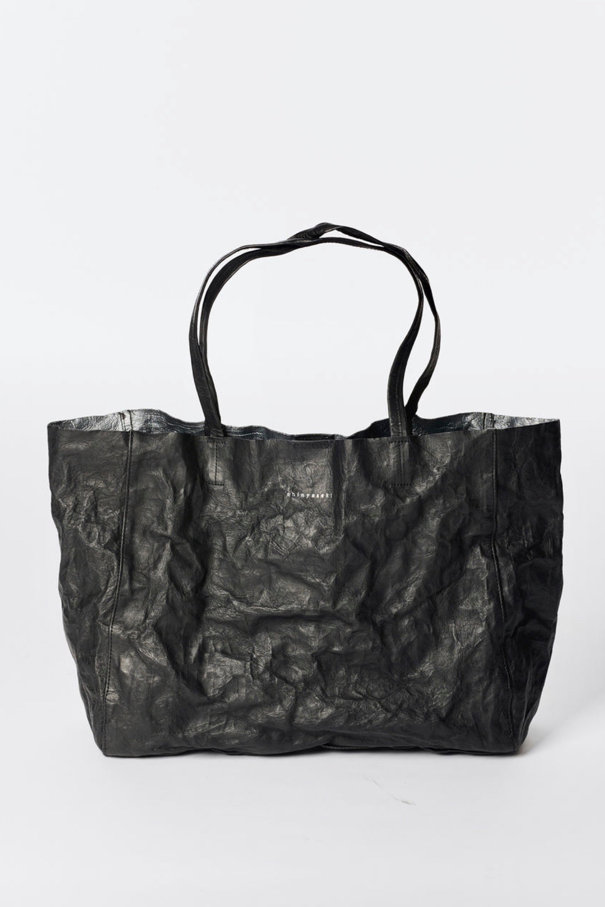 Crinkle Leather Tote Bag