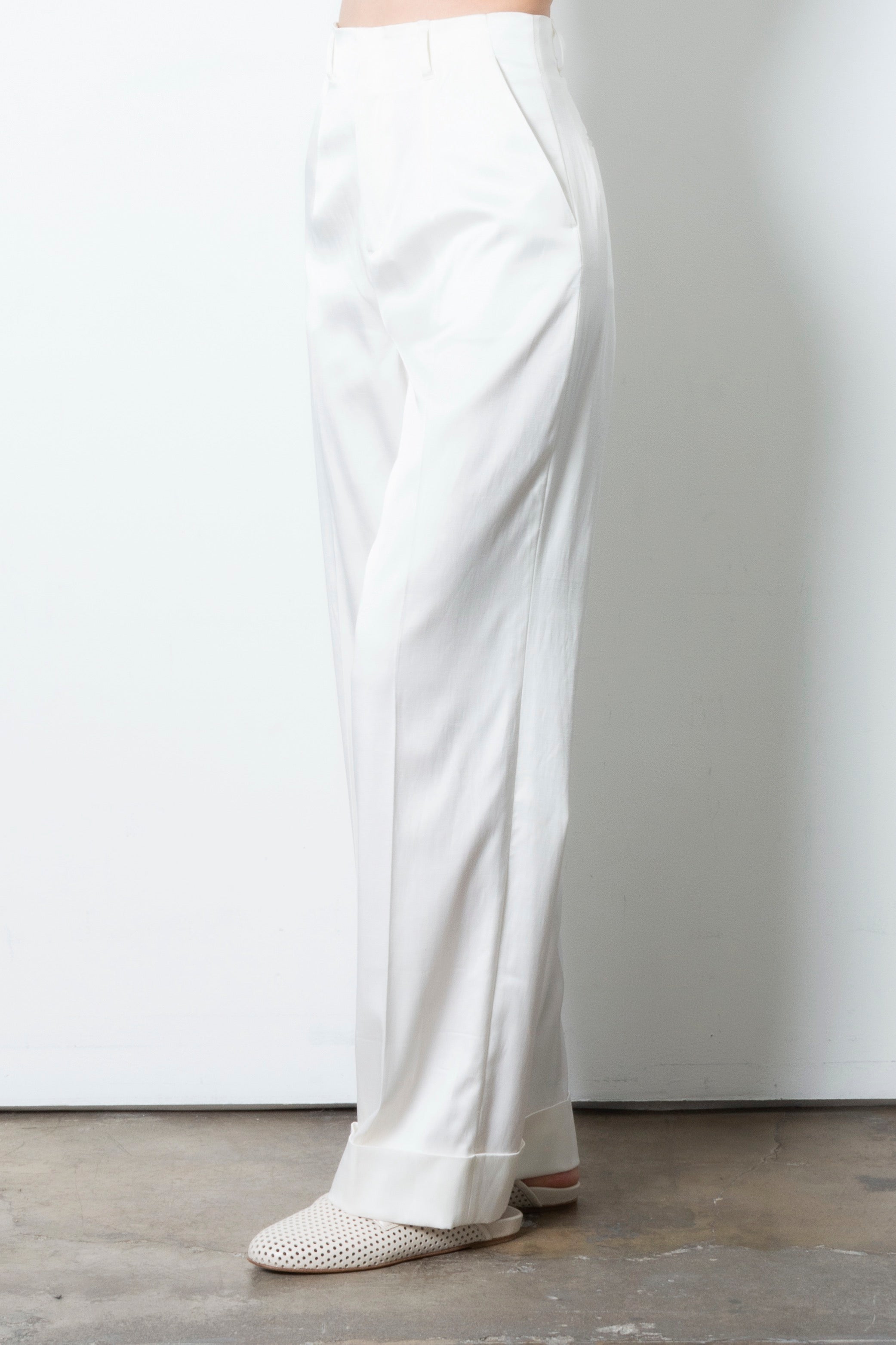 Cupro Cuffed Wide Pants - THIERRY