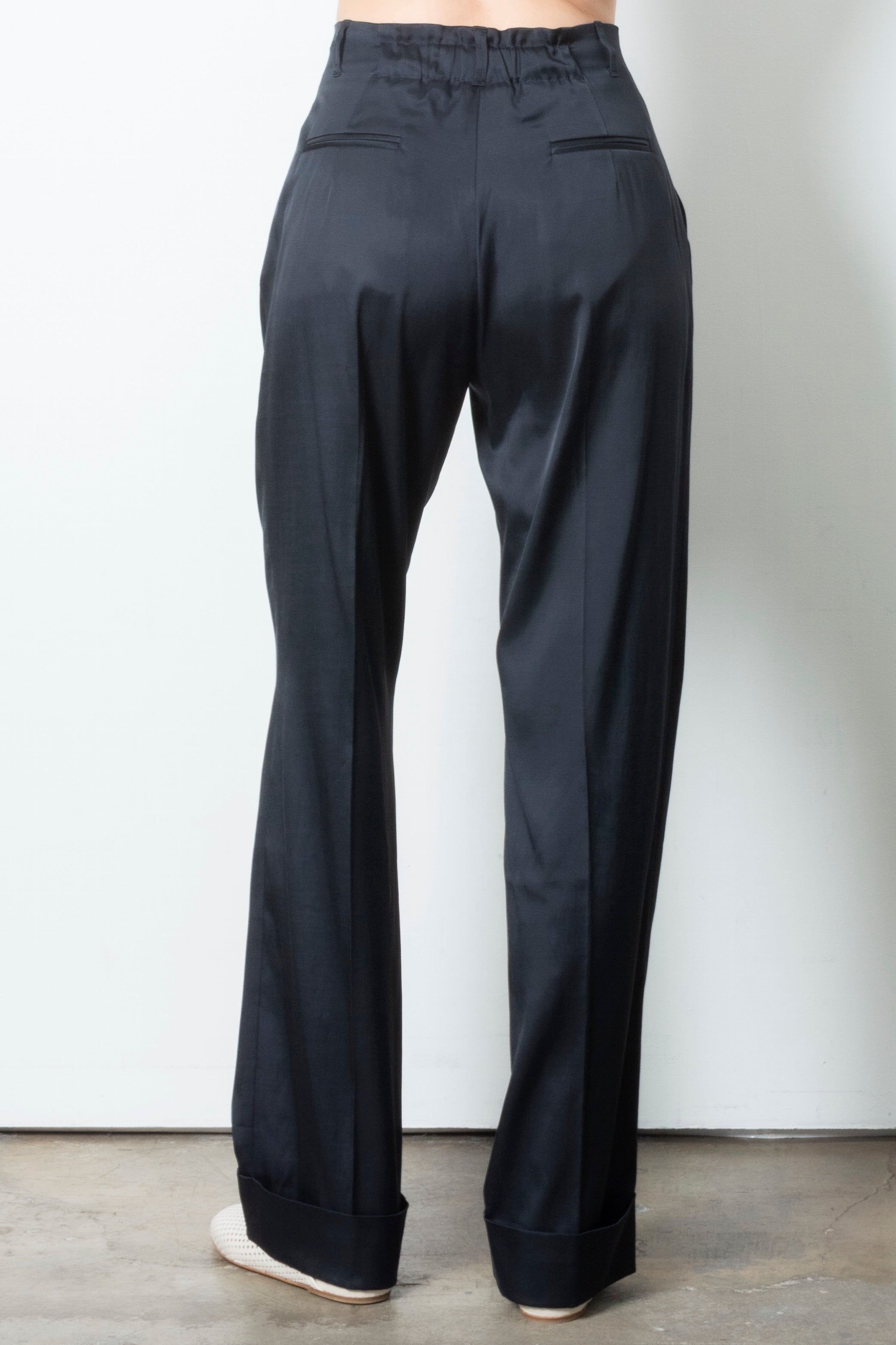 Cupro Cuffed Wide Pants - THIERRY