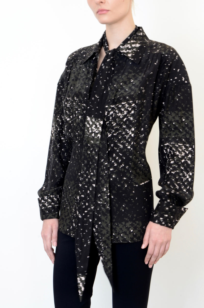 Silk Shirt With Wrap Snap - URSALA F3 Shirt General Orient Tweed Print P 