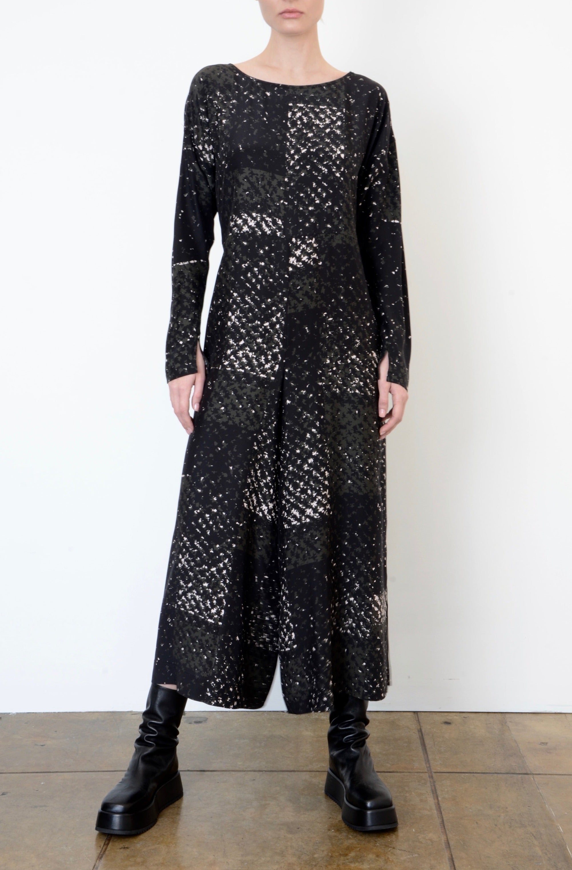 Silk Reversible Easy Jumpsuit - WINSTELLE Jumpsuit General Orient Tweed Print P