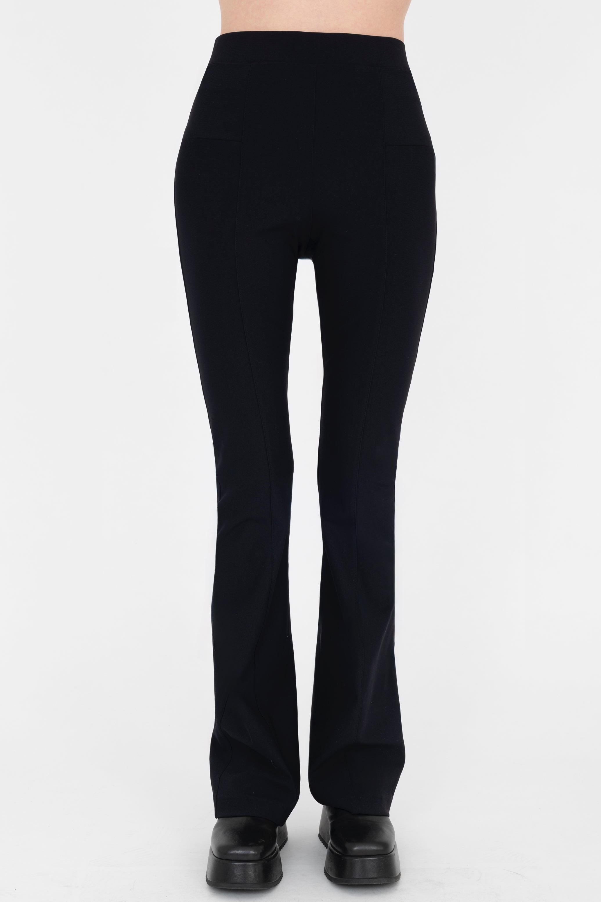Black Tech Stretch Bootleg Pant with Pocket