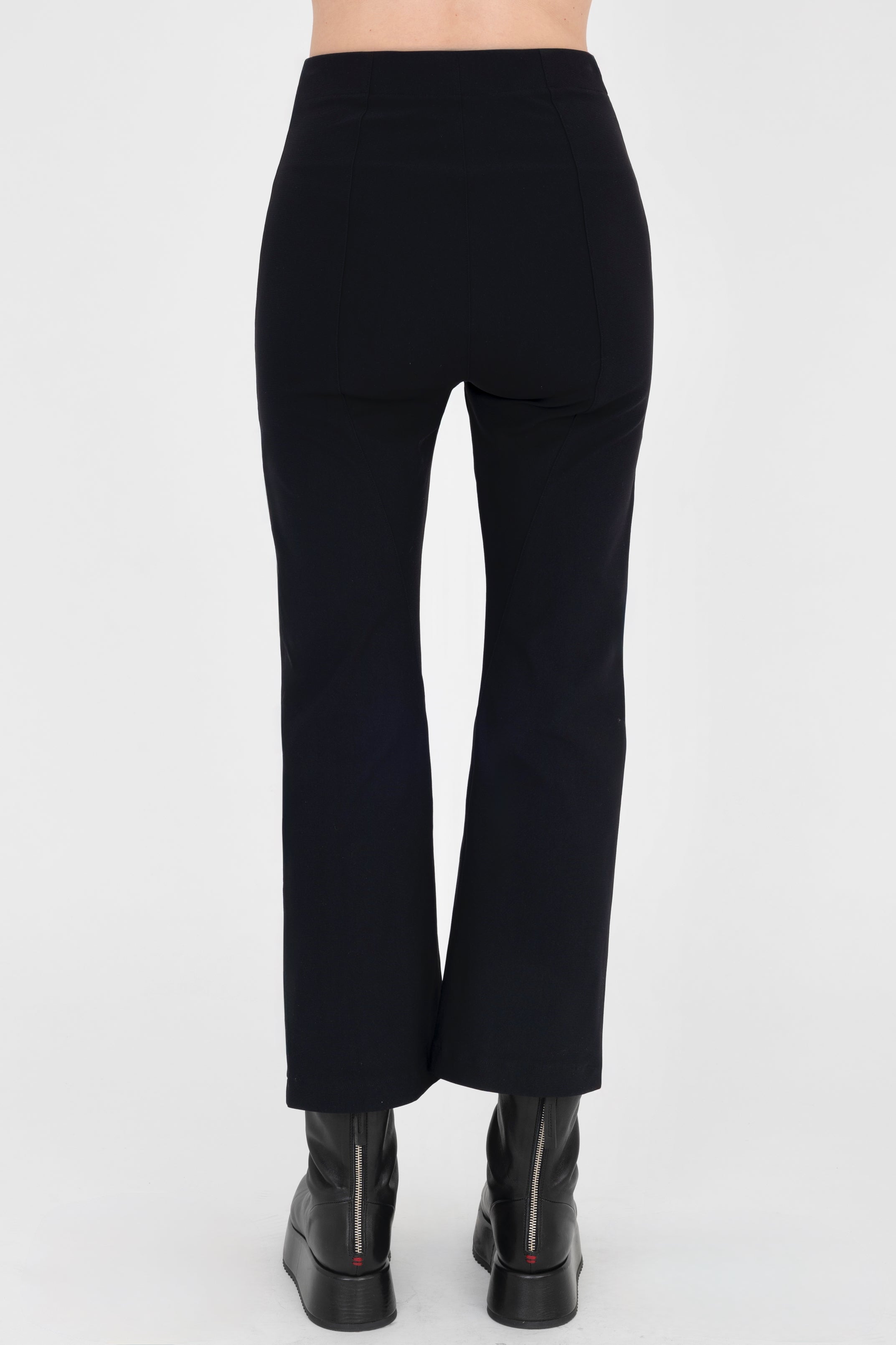 Black Tech Stretch Cropped Flare Pant with Utility Pockets