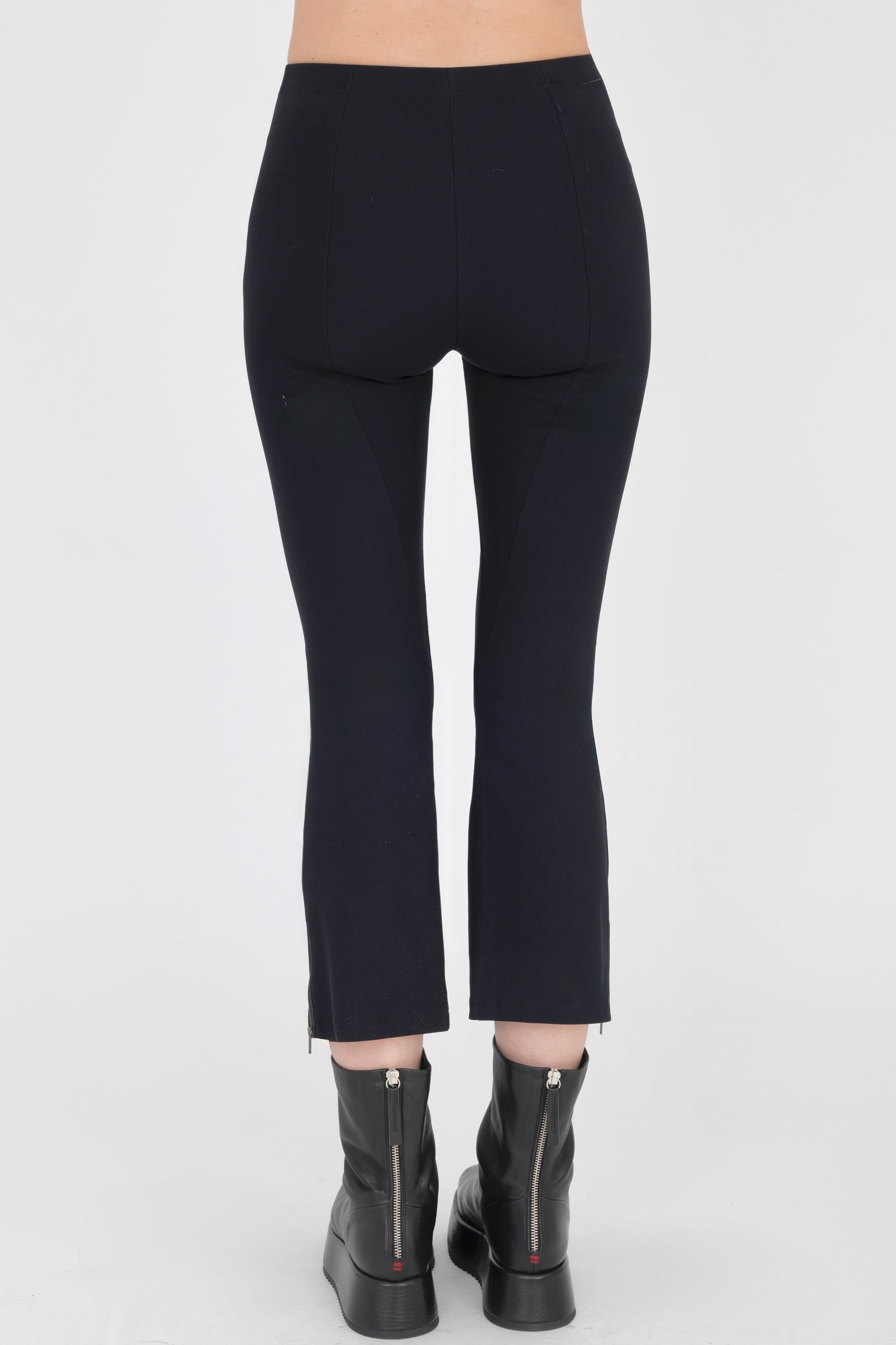 Black Tech Stretch Cropped Side Zip Pant