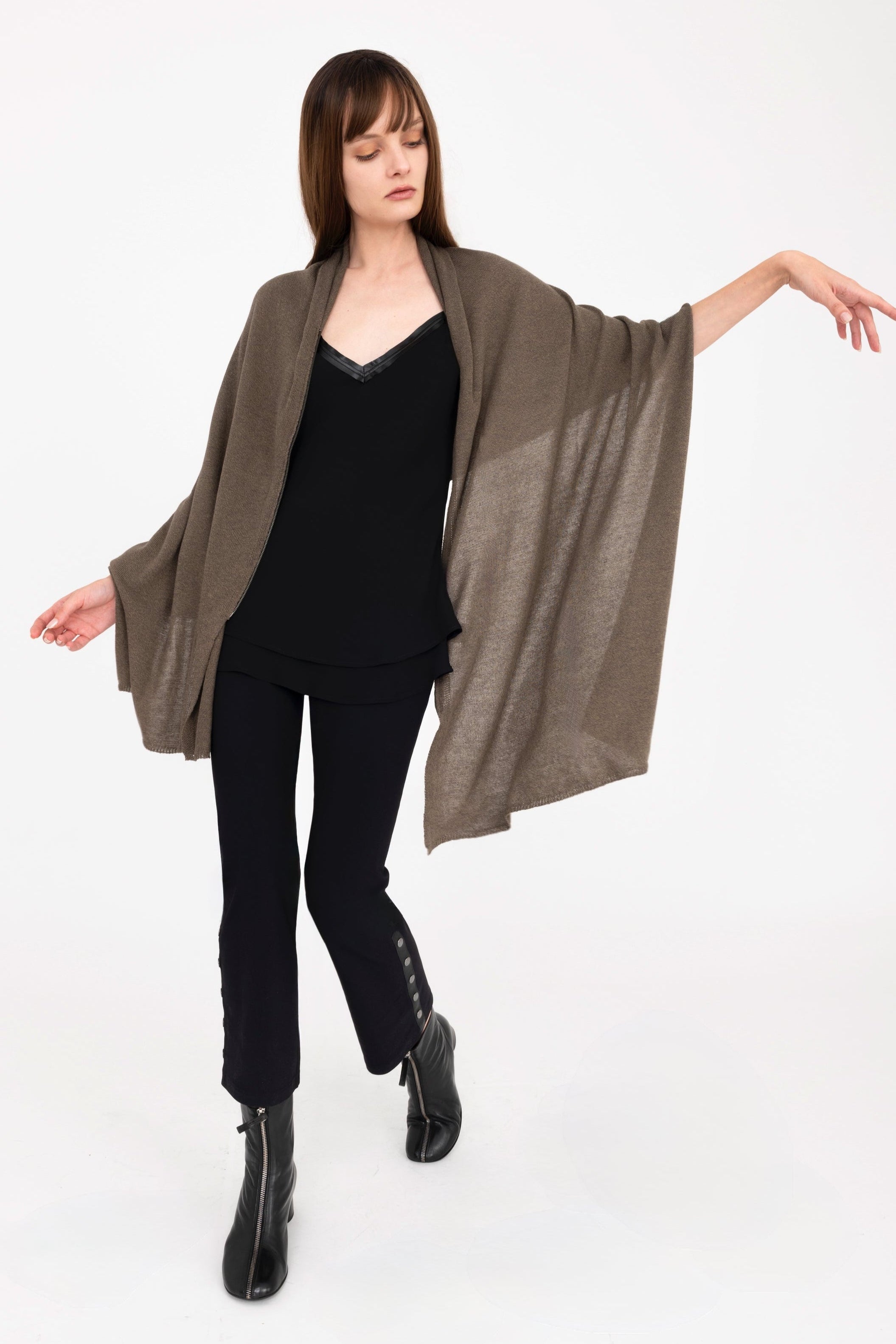 Cotton Sweater Poncho with Zipper - ALASTOR Sweater STYLEM