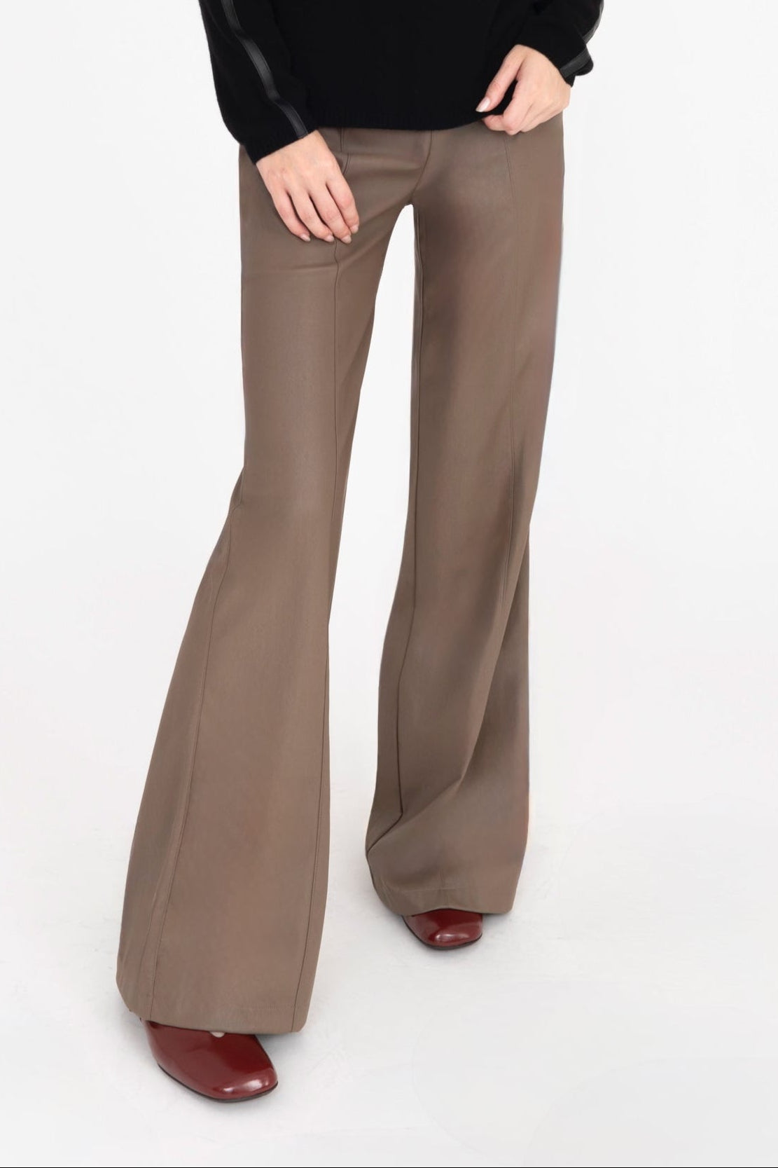 Vegan Leather Wide Pant - WALLIE Pant STYLEM Tobacco P