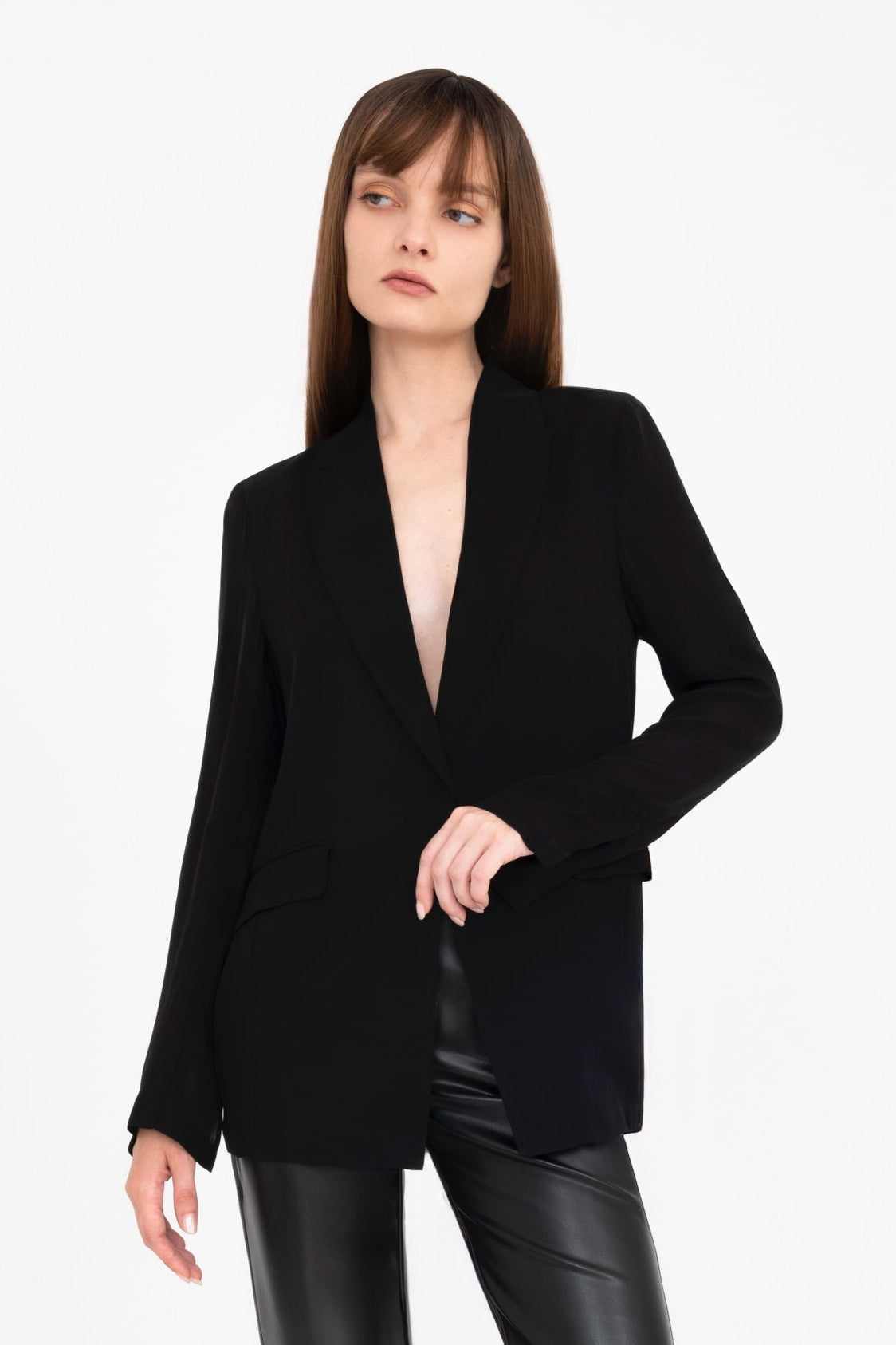 Silk Georgette Blazer with Ruched Back - CERA Jacket General Orient