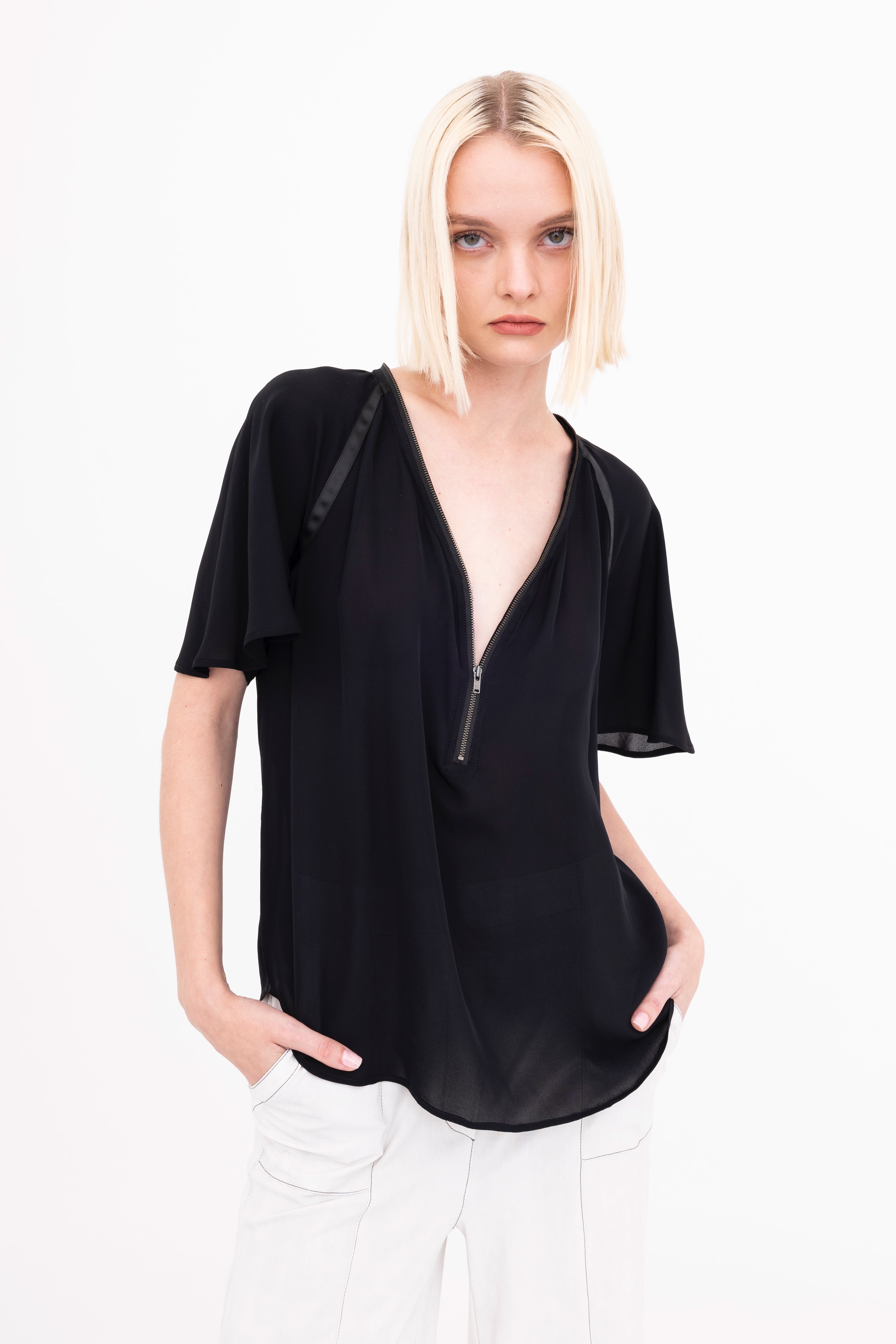 Silk Georgette Bat Wing Top - BARI Top GENERAL ORIENT