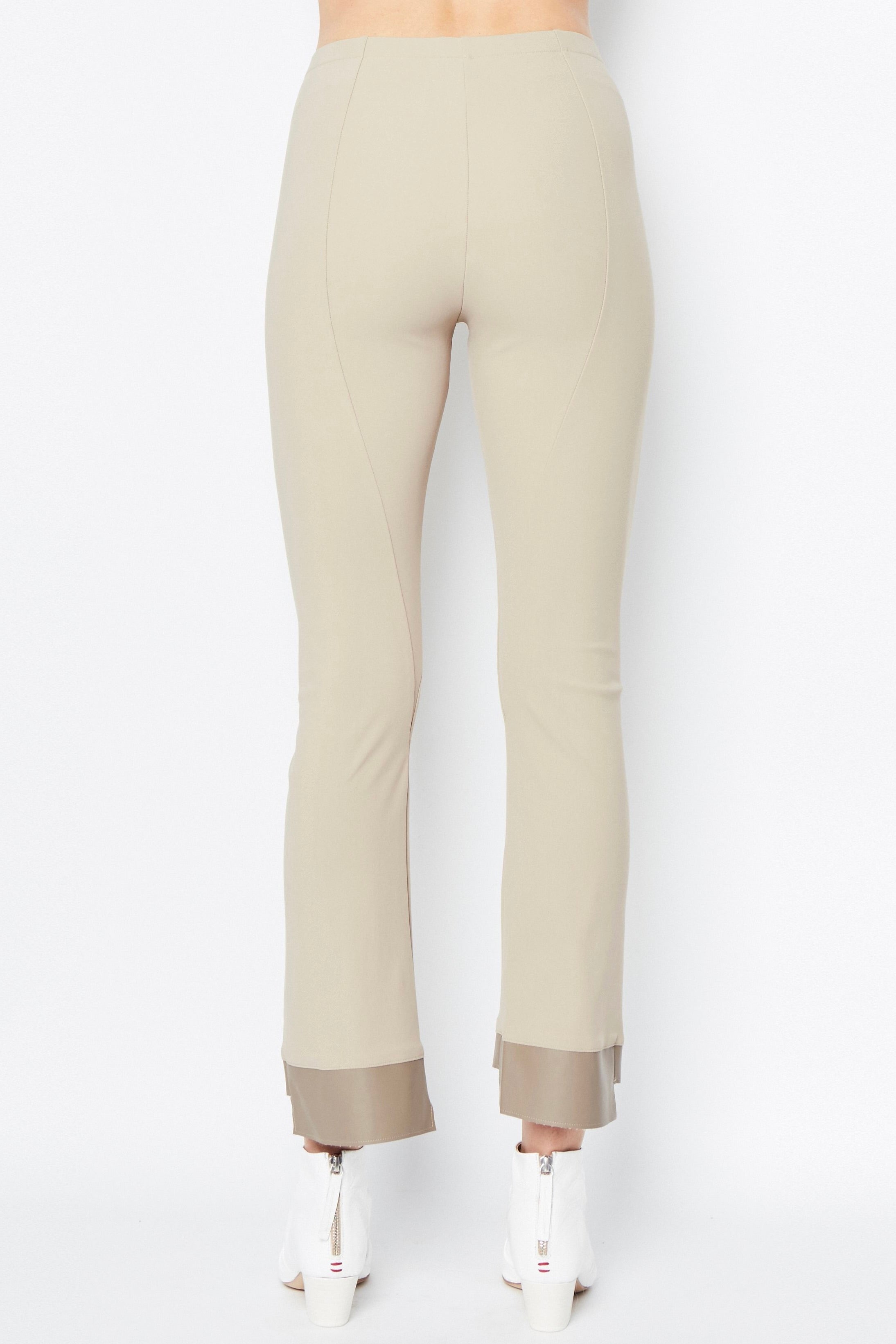 Tech Stretch Vegan Leather Step Hem Cropped Flare Pant- OLGA Pant STYLEM