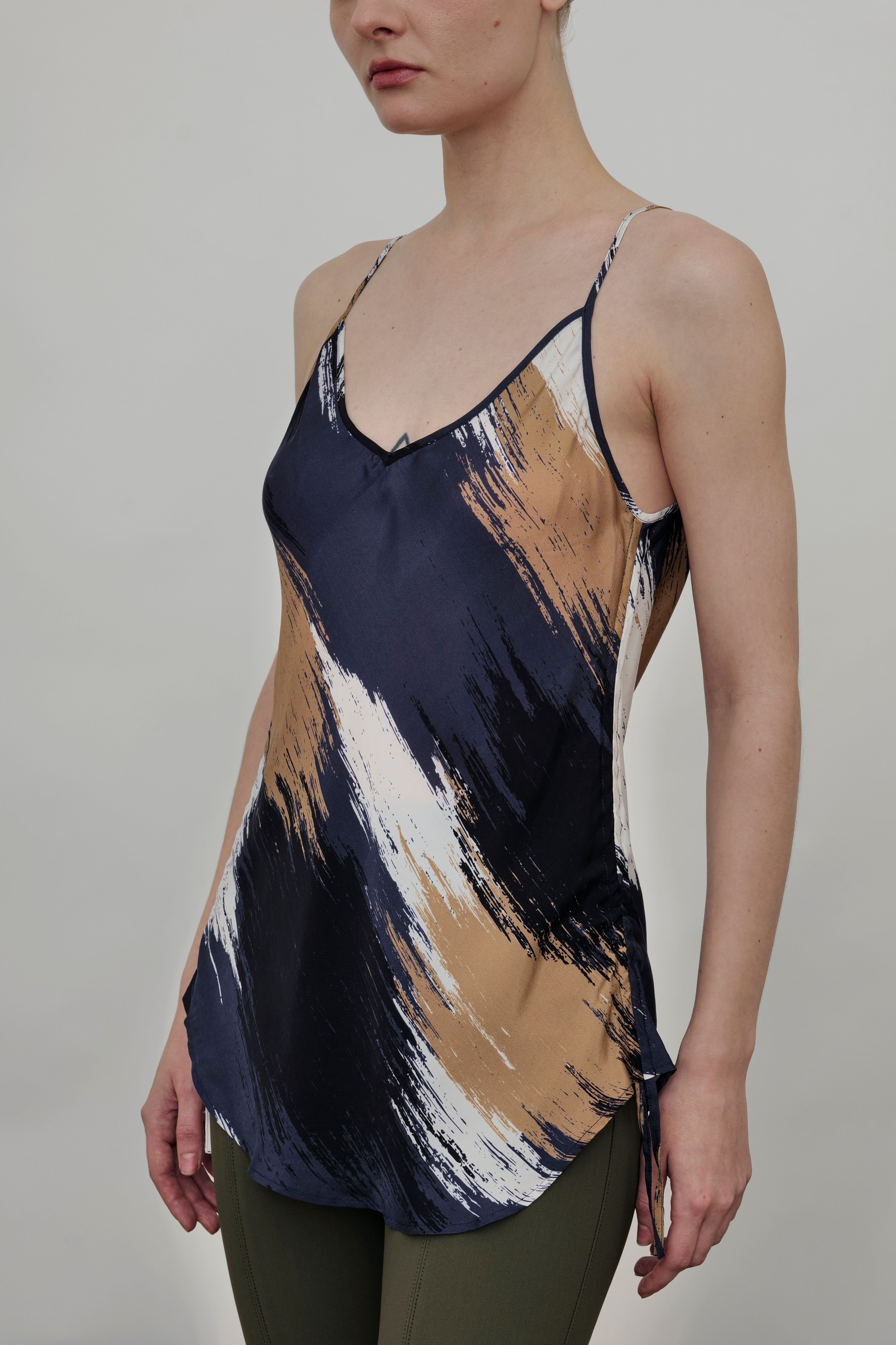 Silky Cupro Bias Camisole with Drawstrings - WYANETTA SP24 Top STYLEM