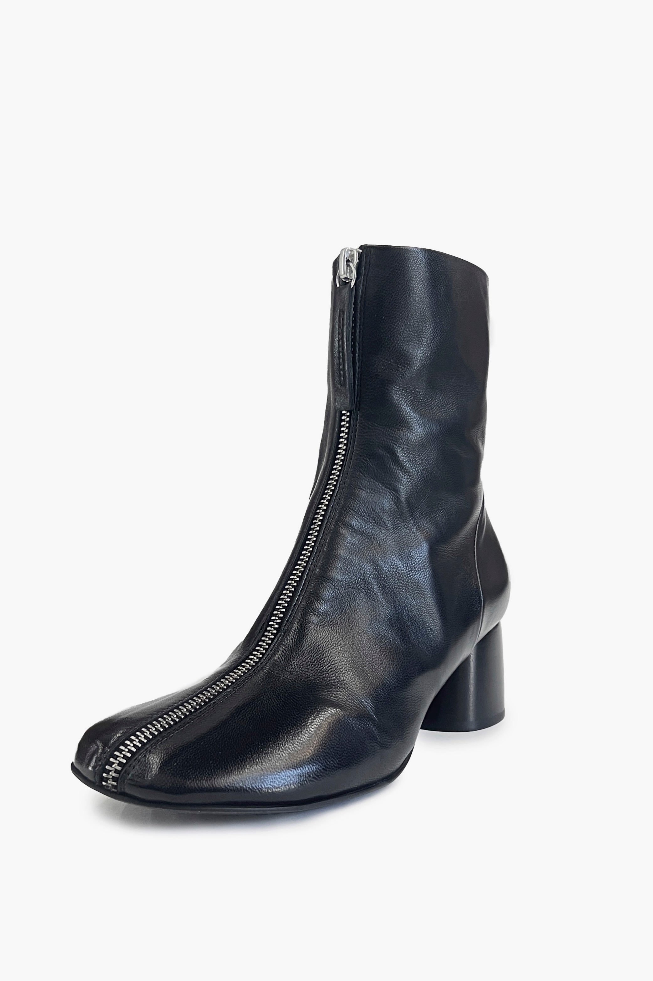 Black Front Zip Ankle Boots