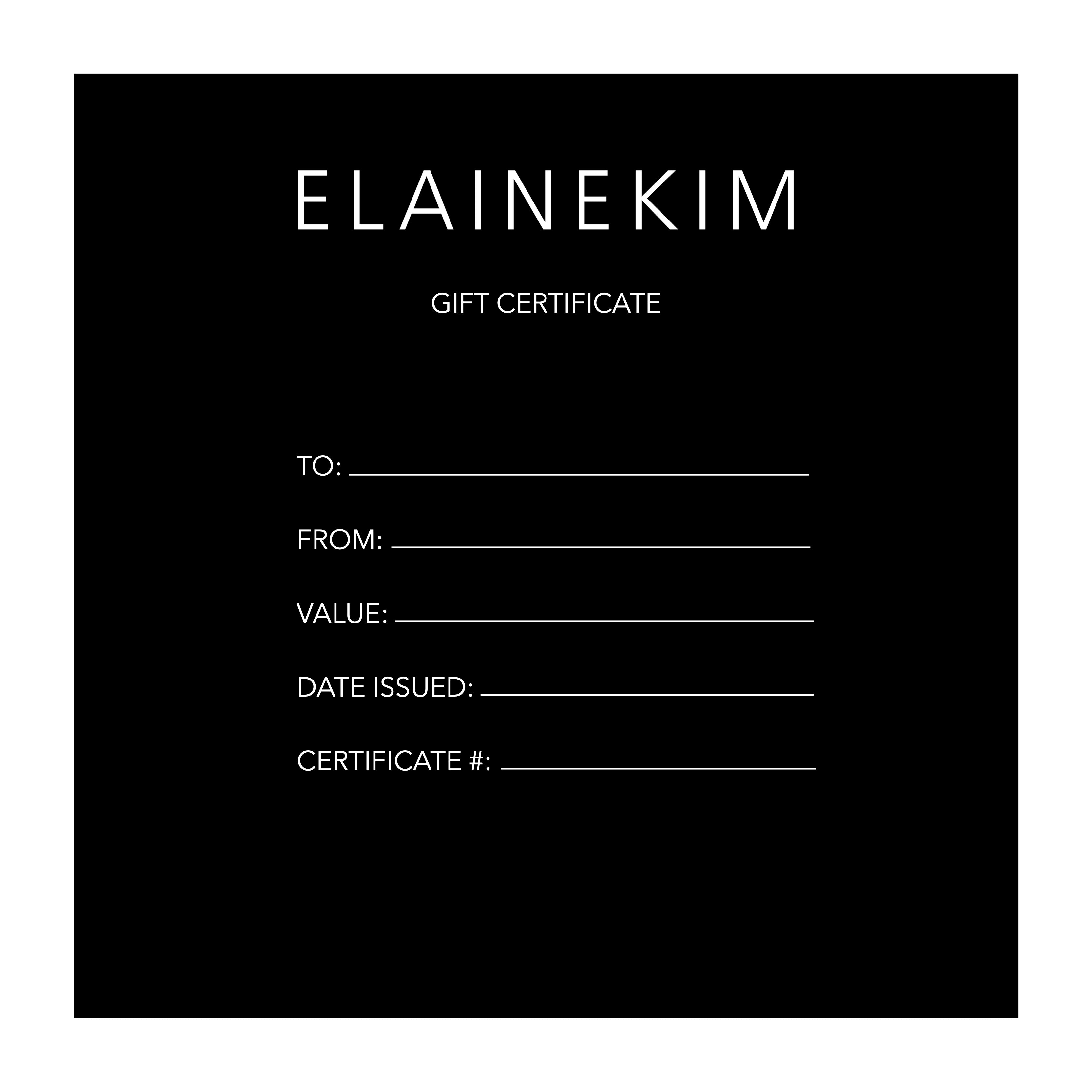 Gift Certificate Gift Card Elaine Kim 50