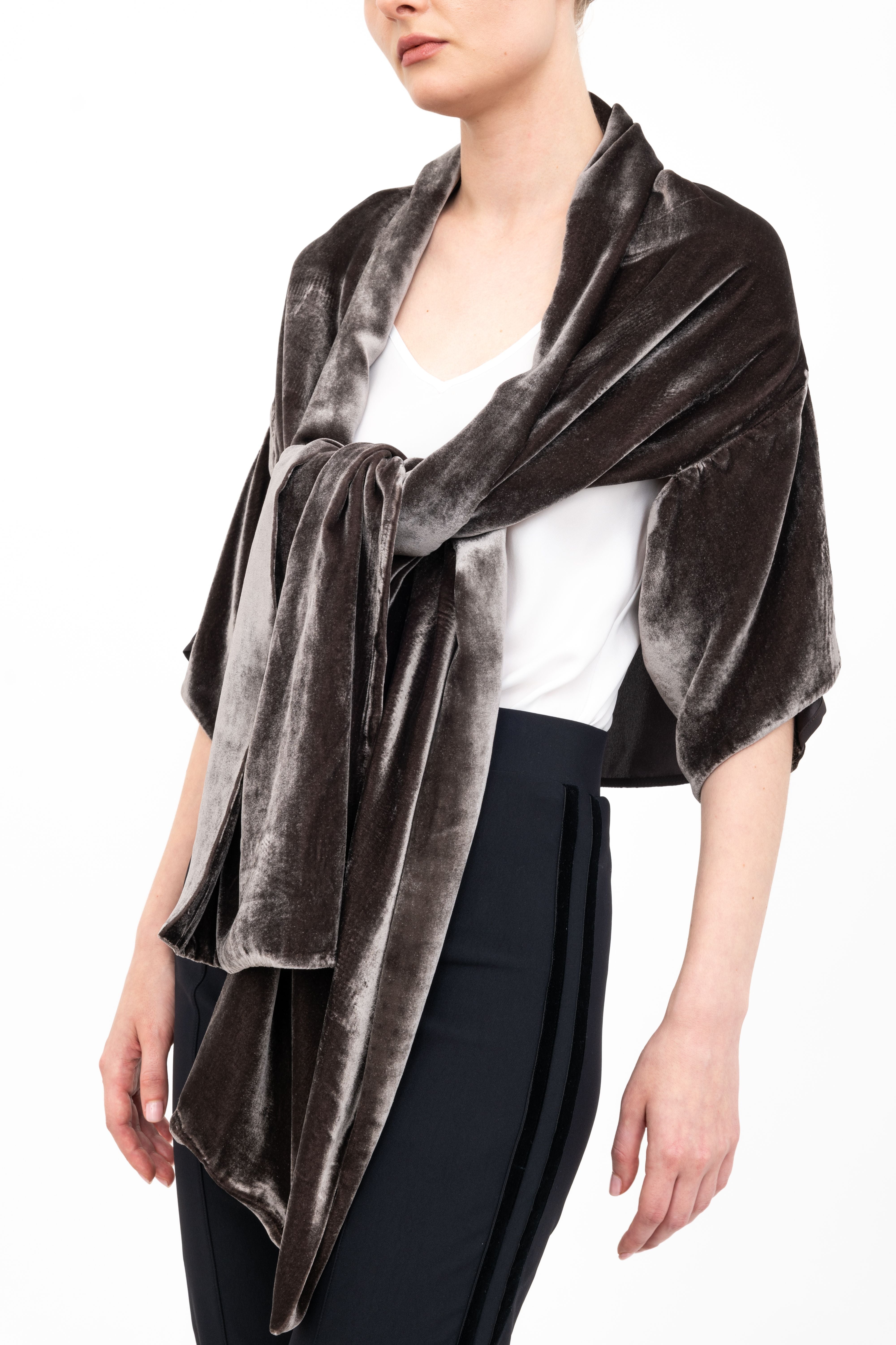 Silk Velvet Shrug with Silk Contrast - AMARI Scarf GENERAL ORIENT