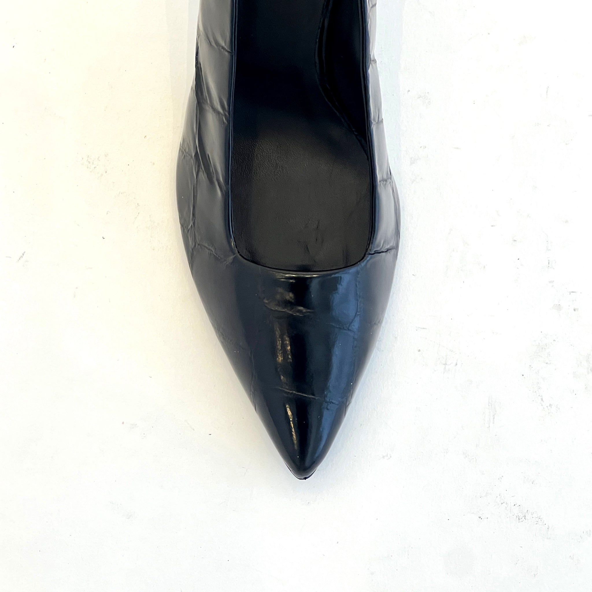 Pointy Toe High Heel Croco Pumps Shoes Halmanera