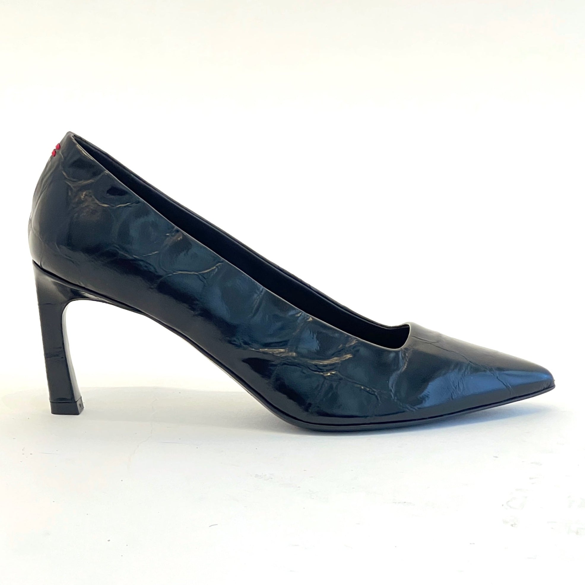 Pointy Toe High Heel Croco Pumps Shoes Halmanera Black 37