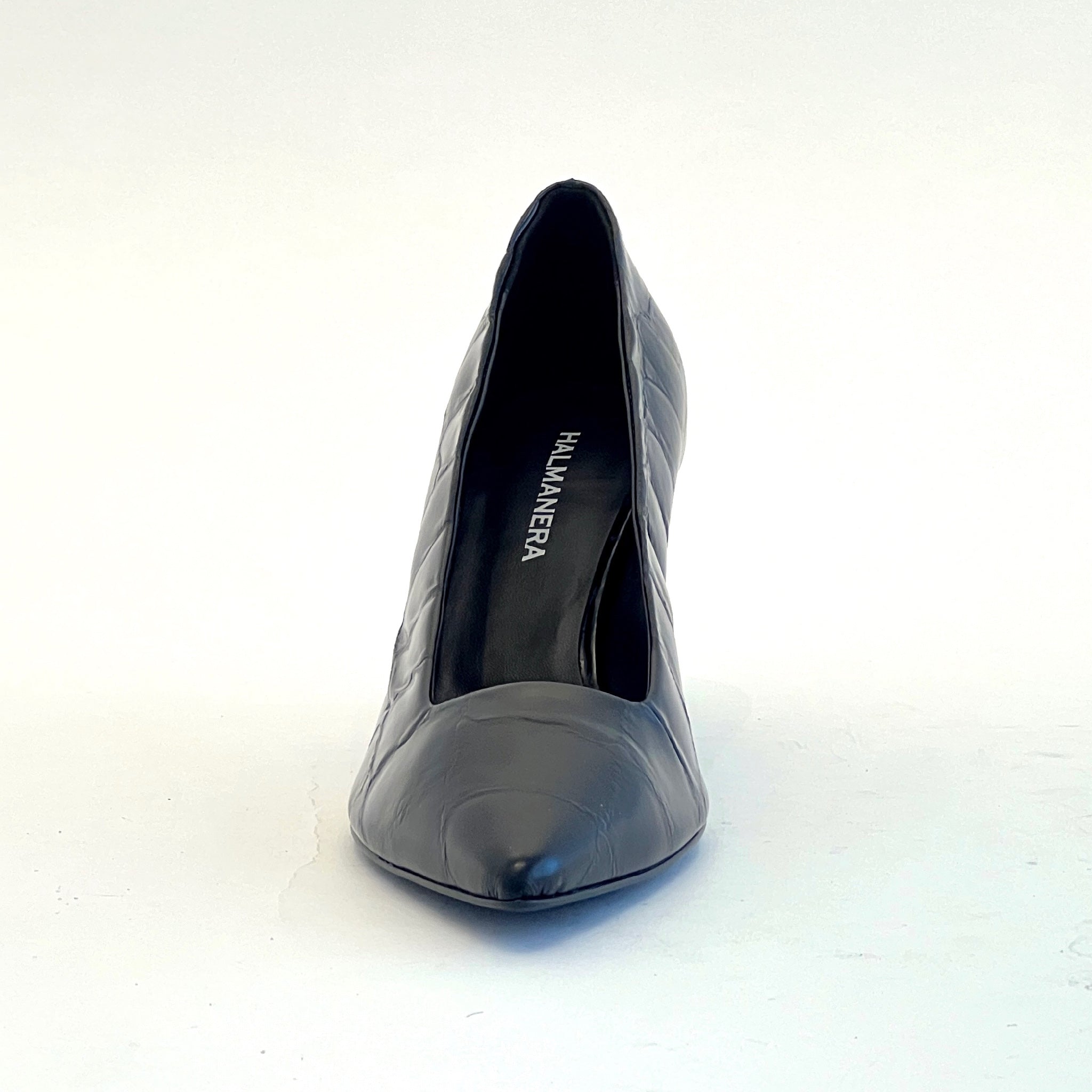 Pointy Toe High Heel Croco Pumps Shoes Halmanera