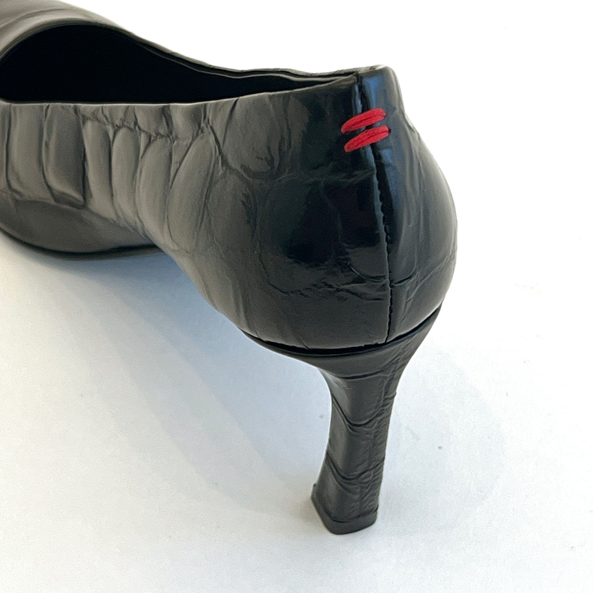 Pointy Toe High Heel Croco Pumps Shoes Halmanera