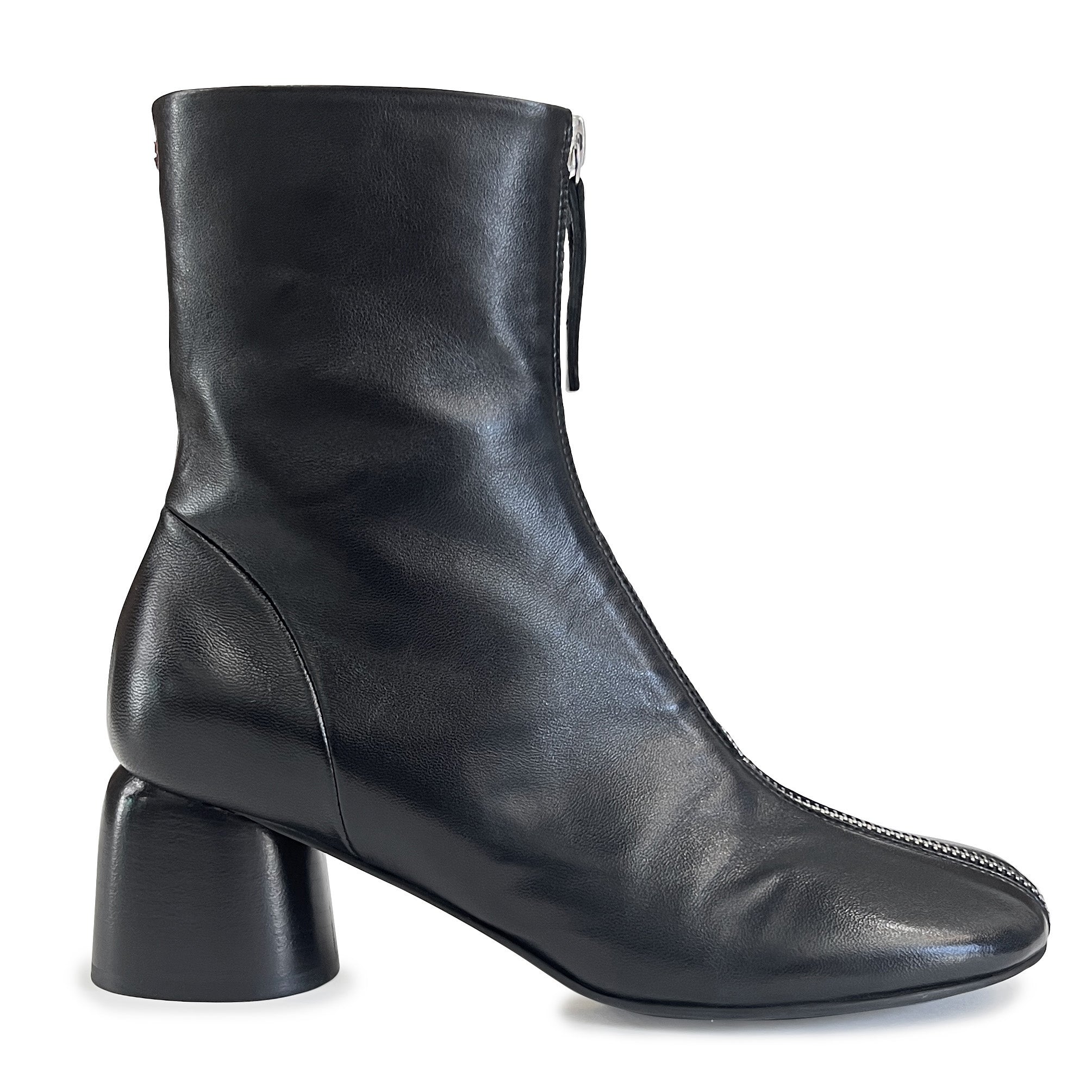 Front Zip Ankle Boots - ANNA17 Shoes Halmanera Black 36