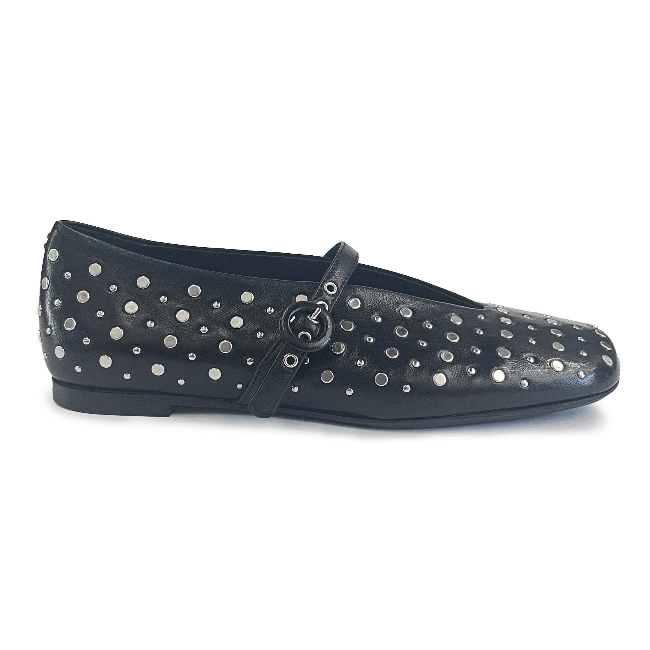 Studded Mary Jane Flats - XENA09 Shoes Halmanera Black 36