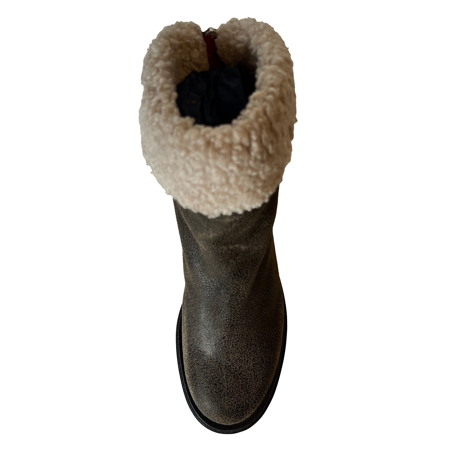 Shearling Round Toe Lug Sole Ankle Boots - RAMA27W Shoes Halmanera