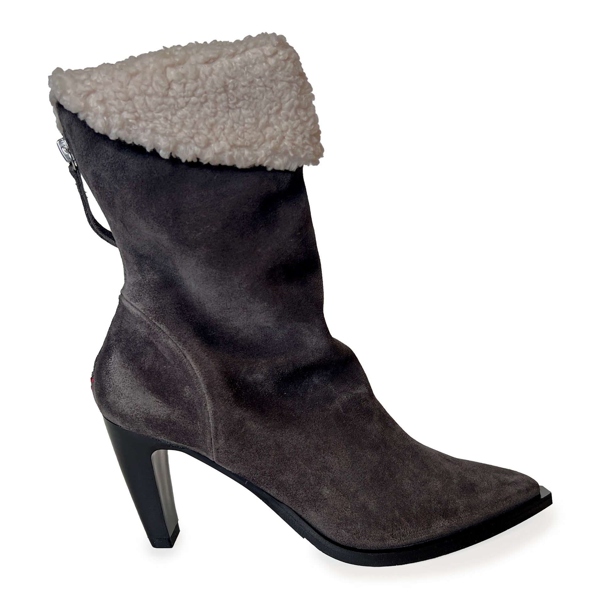 Shearing Pointy Toe High Heel Boots - TIA27W Shoes Halmanera Black 36