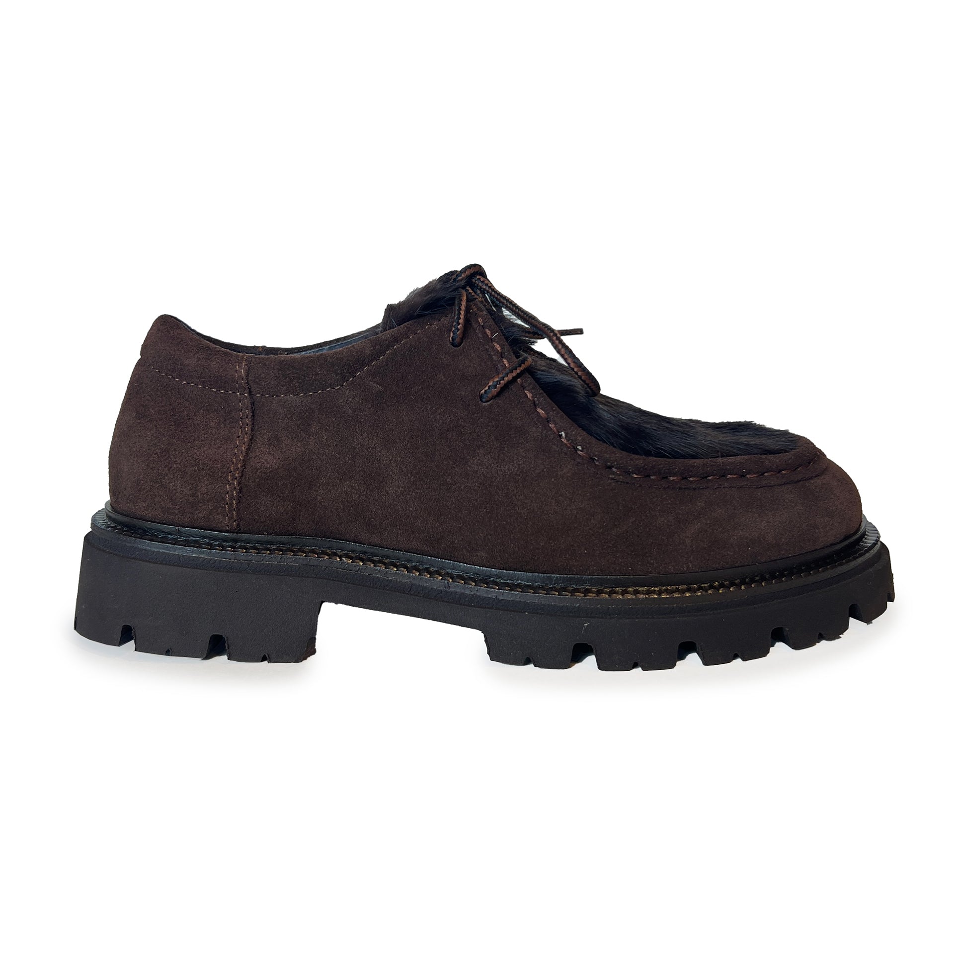 Calf Hair Lace Up Loafer with E.V.A. Sole Shoes Kjore Project Brown 37