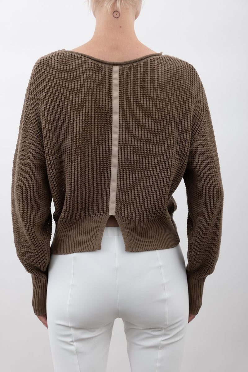 Cotton Sweater Crew Neck Top with Grosgrain Tape - VAUGHN SP24 Sweater STYLEM   