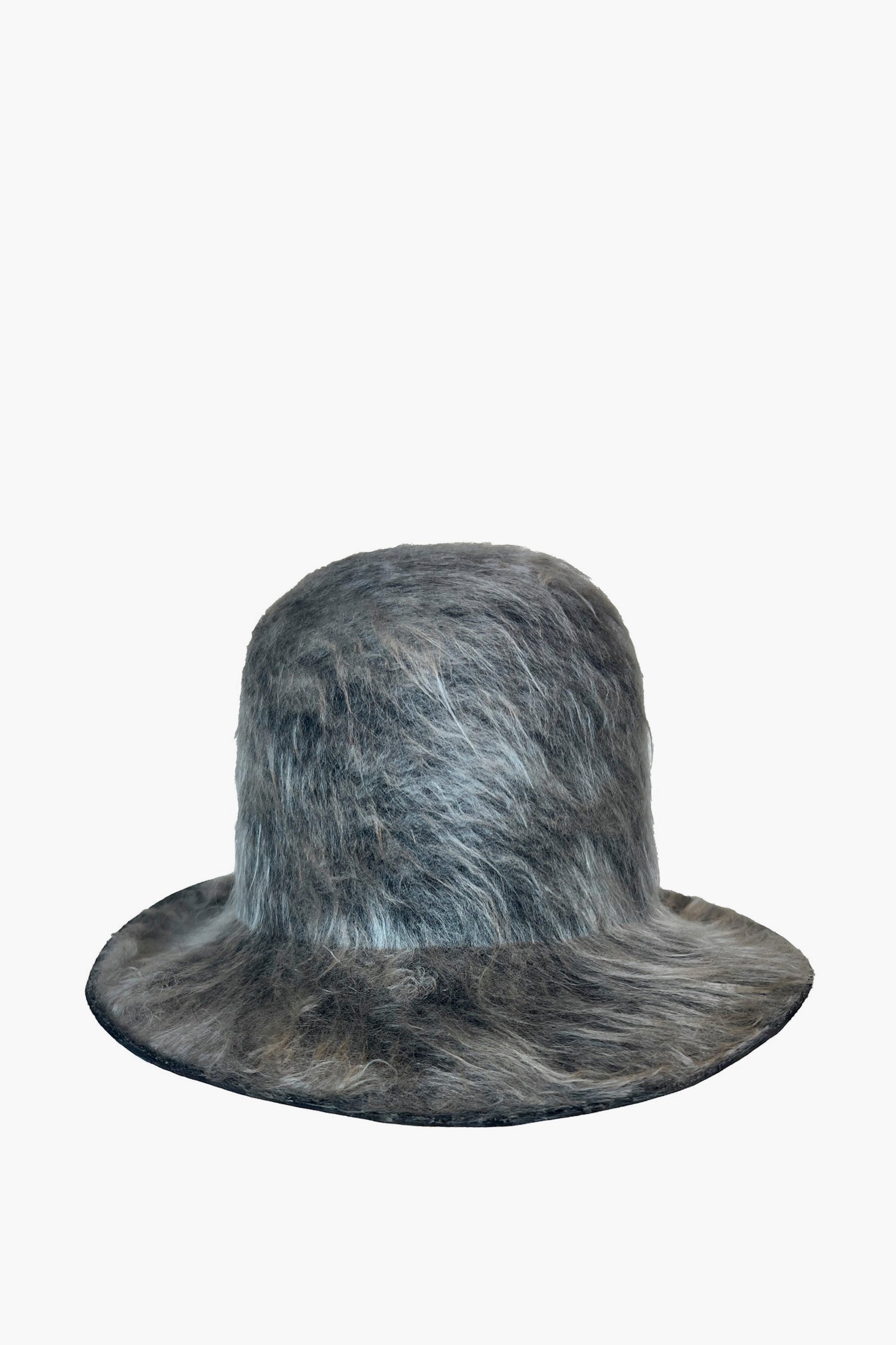 Grey felt hat on a white background