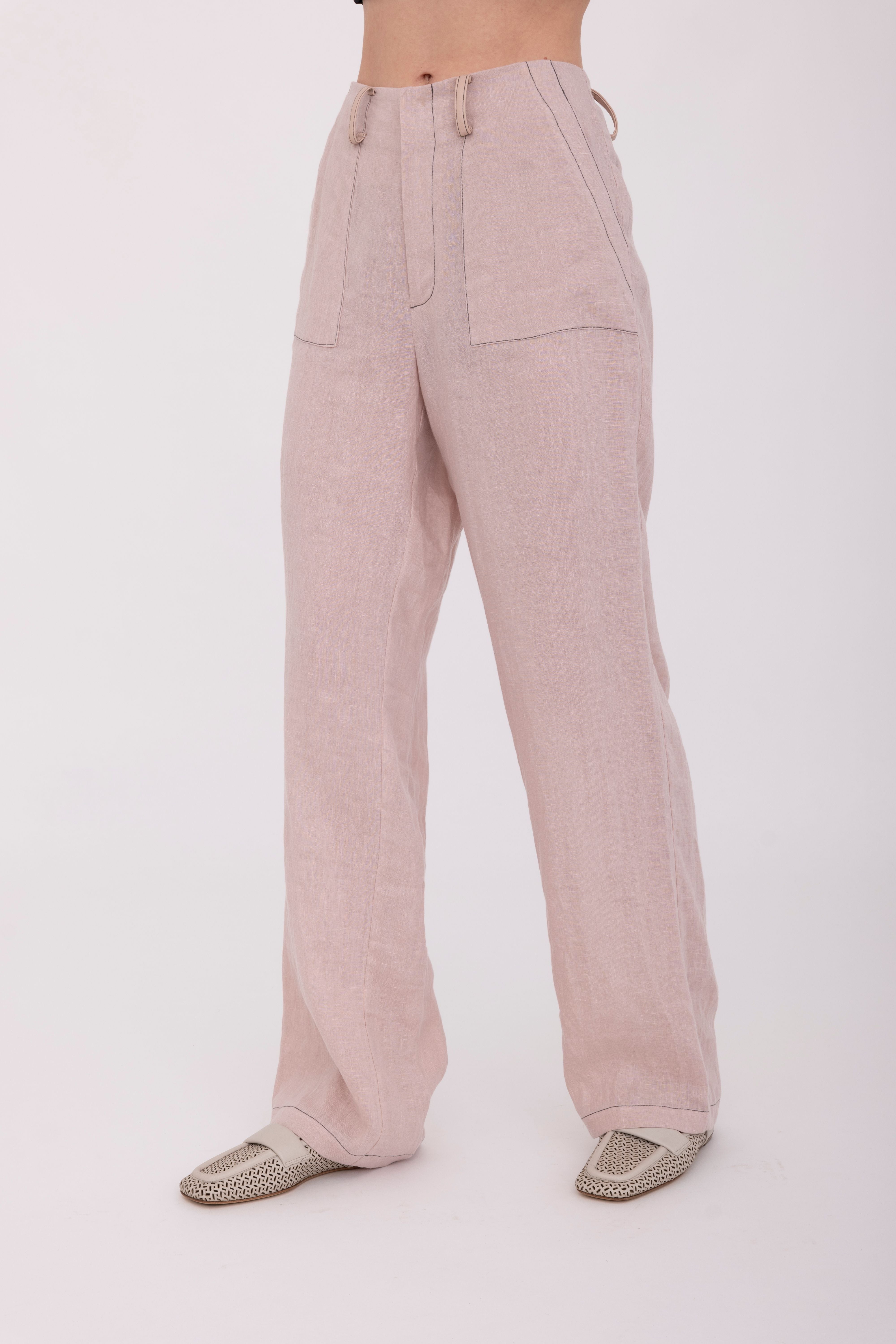 French Linen Relaxed Pants - BARIX Pant GENERAL ORIENT Blush P