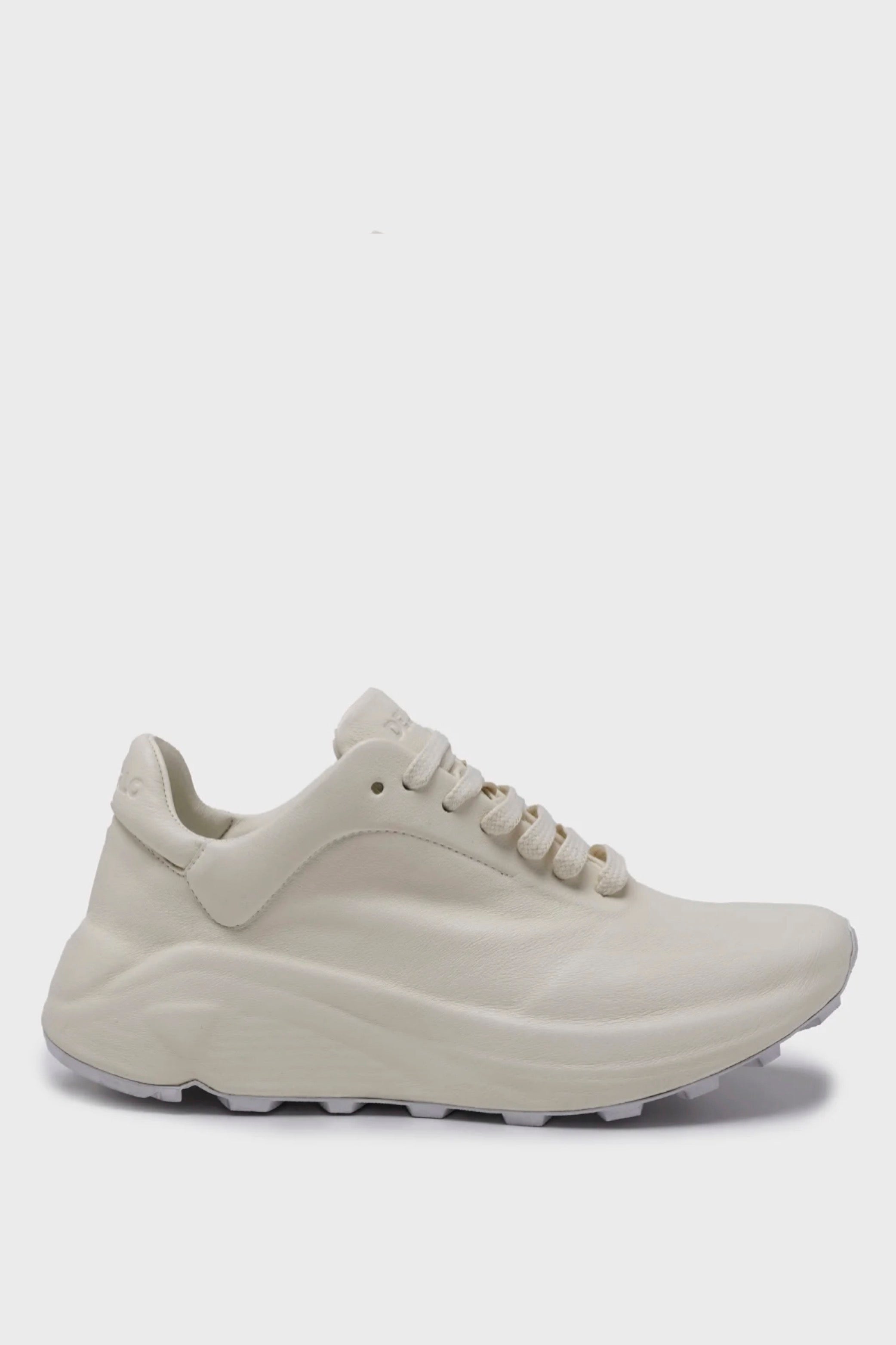 White leather sneaker on a white background
